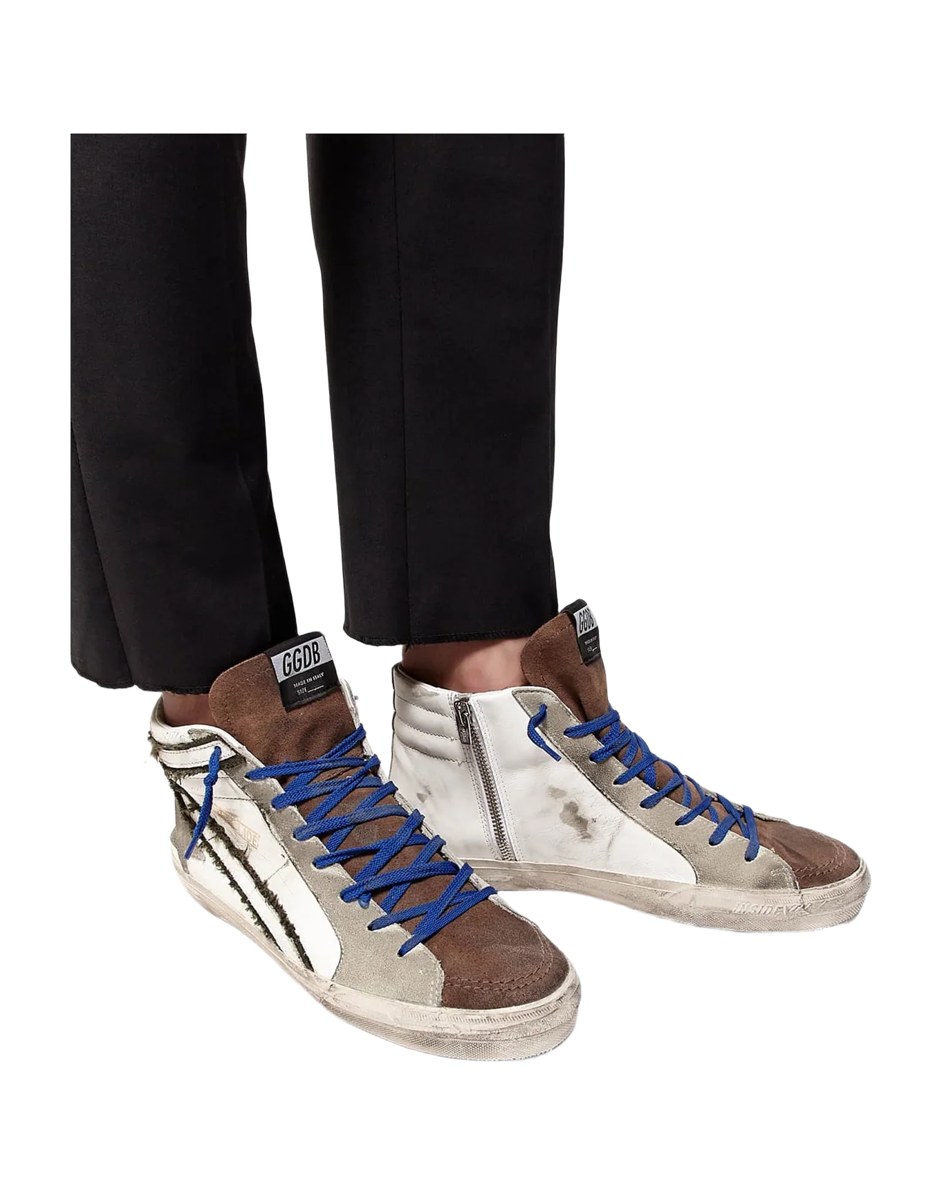 Men | Leather & Suede Sneakers with Inserts Raw Edge Canvas - Image 5