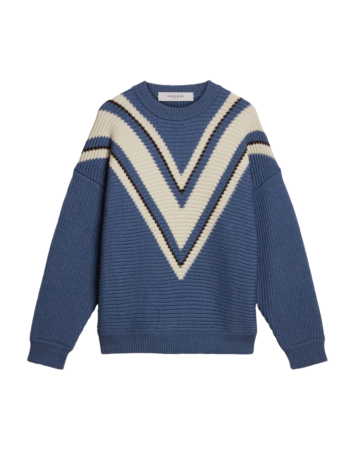 Men | Light Blue Jacquard Wool Sweater with Cream-Colored Pattern | Dutch Blue x Natural White - Image 10
