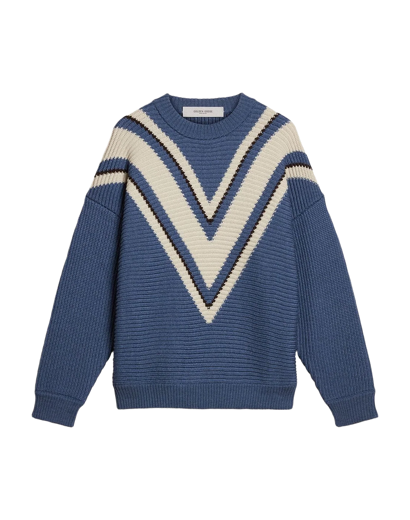 Men | Light Blue Jacquard Wool Sweater with Cream-Colored Pattern | Dutch Blue x Natural White - Image 5