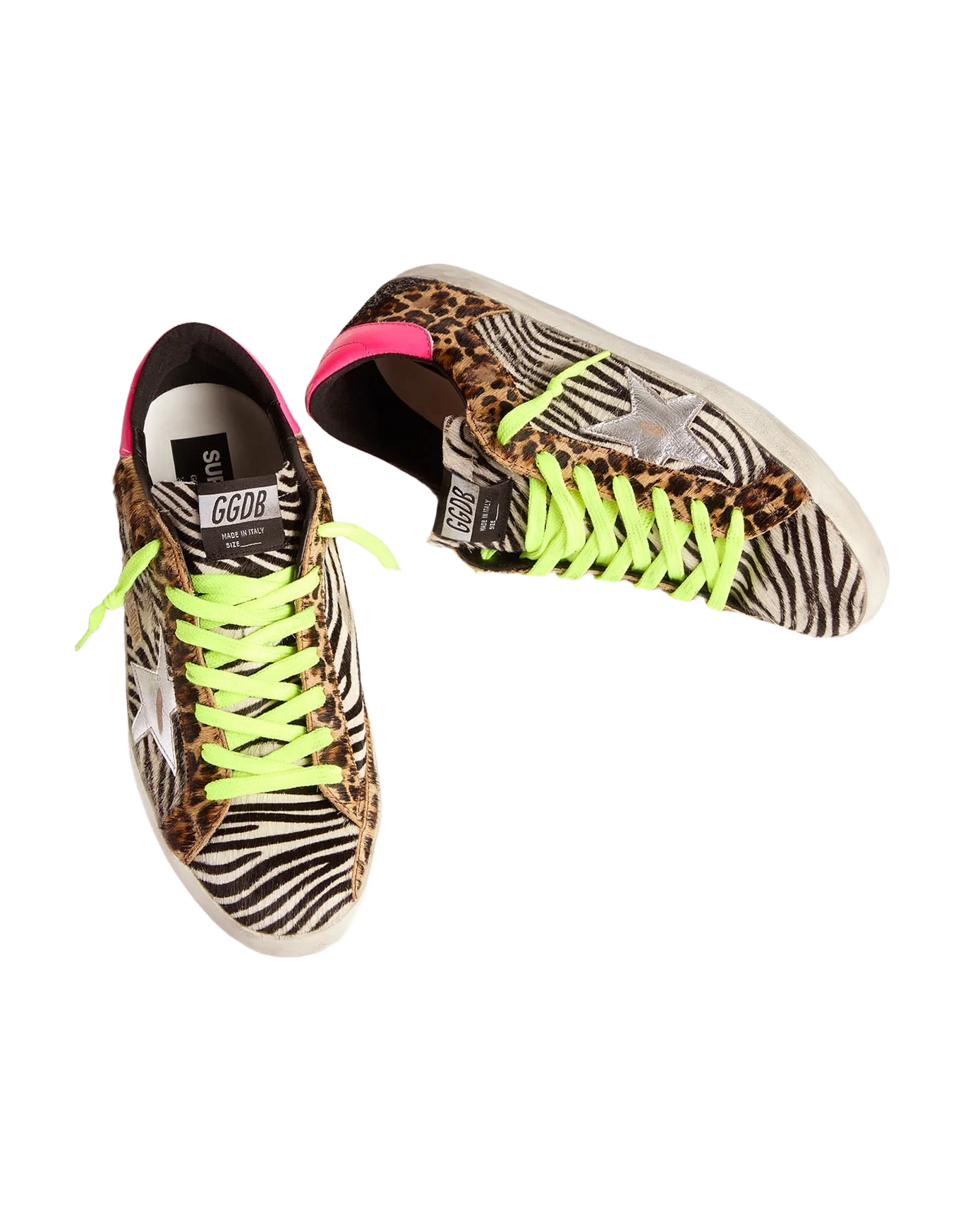 Men | Limited Edition Lab Glitter Animal-Print Super-Star Sneakers | Black Zebra x Beige Brown Leo x Silver x Fuchsia Fluo - Image 5