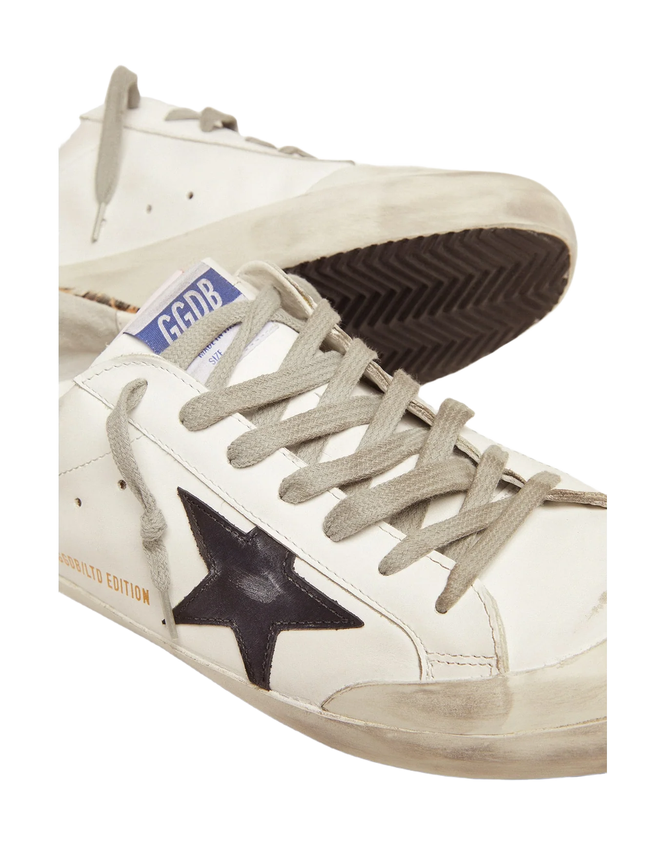 Men | Limited Edition Lab Super-Star Sneakers with Leopard-Print Heel Tab | White x Black x Brown Leo - Image 2