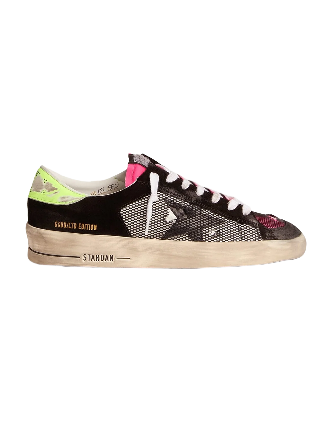 Men | Limited Edition Stardan Sneakers Fuchsia & Yellow | White x Black x Pink Fluo x Yellow Fluo