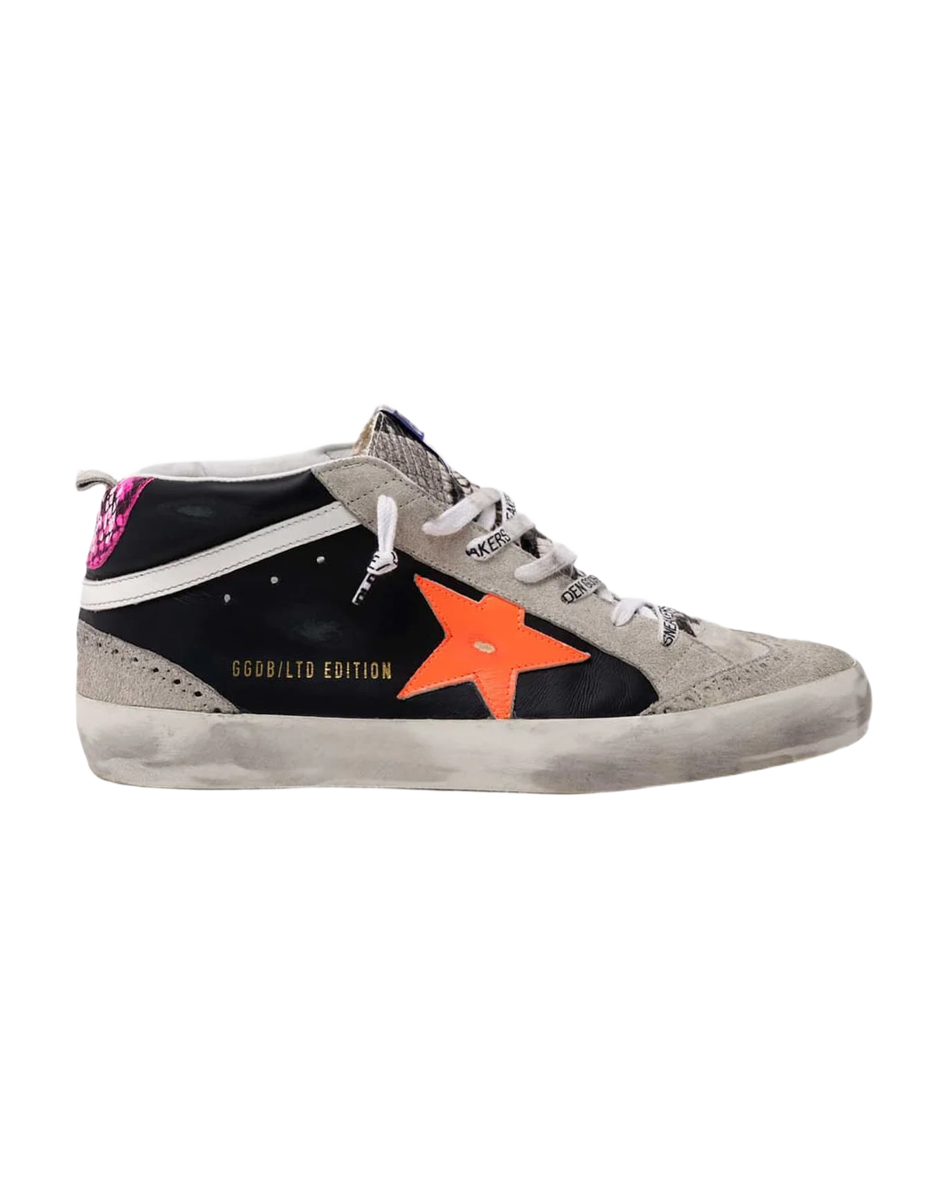 Men | Ltd Mid-Star Sneakers with Snakeskin Inserts & Orange Star - Image 5