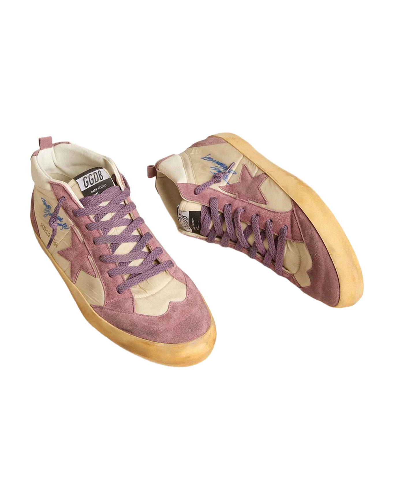 Men | Mid Star Lab Nylon & Nappa with Mauve Suede Star | Wistful Mauve x Cream x White - Image 4