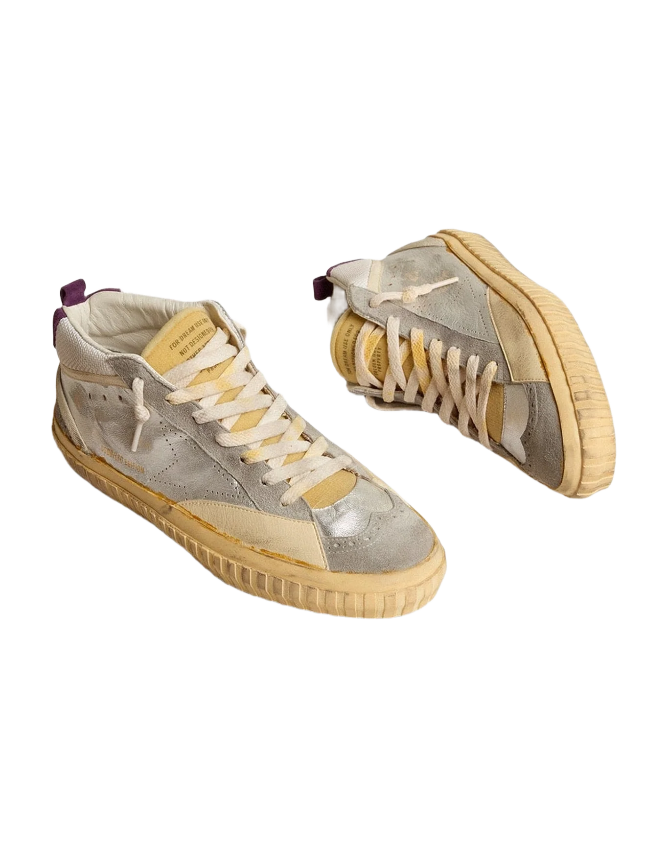 Men | Mid Star Lab Silver Metallic Leather & Mesh with Perforated Star | Silver x Silver Sconce x Purple