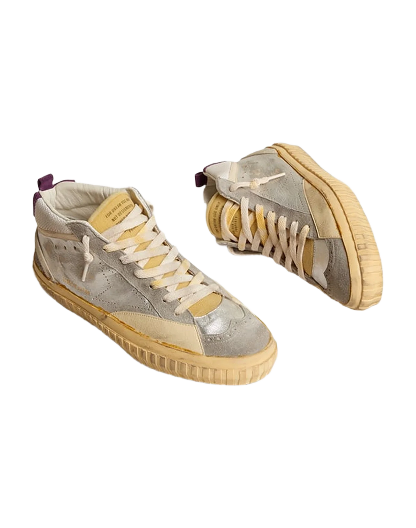 Men | Mid Star Lab Silver Metallic Leather & Mesh with Perforated Star | Silver x Silver Sconce x Purple - Image 8