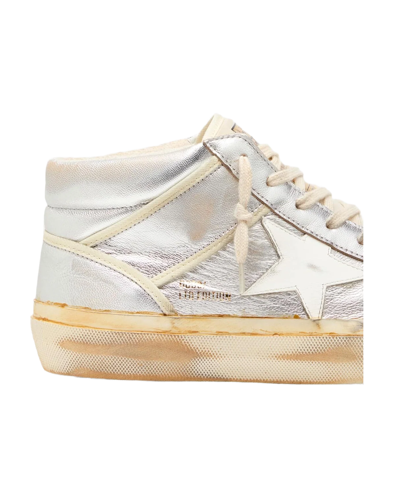 Men | Mid Star Ltd Silver Metallic Leather with Ivory Star | Silver x White Beige x White - Image 5
