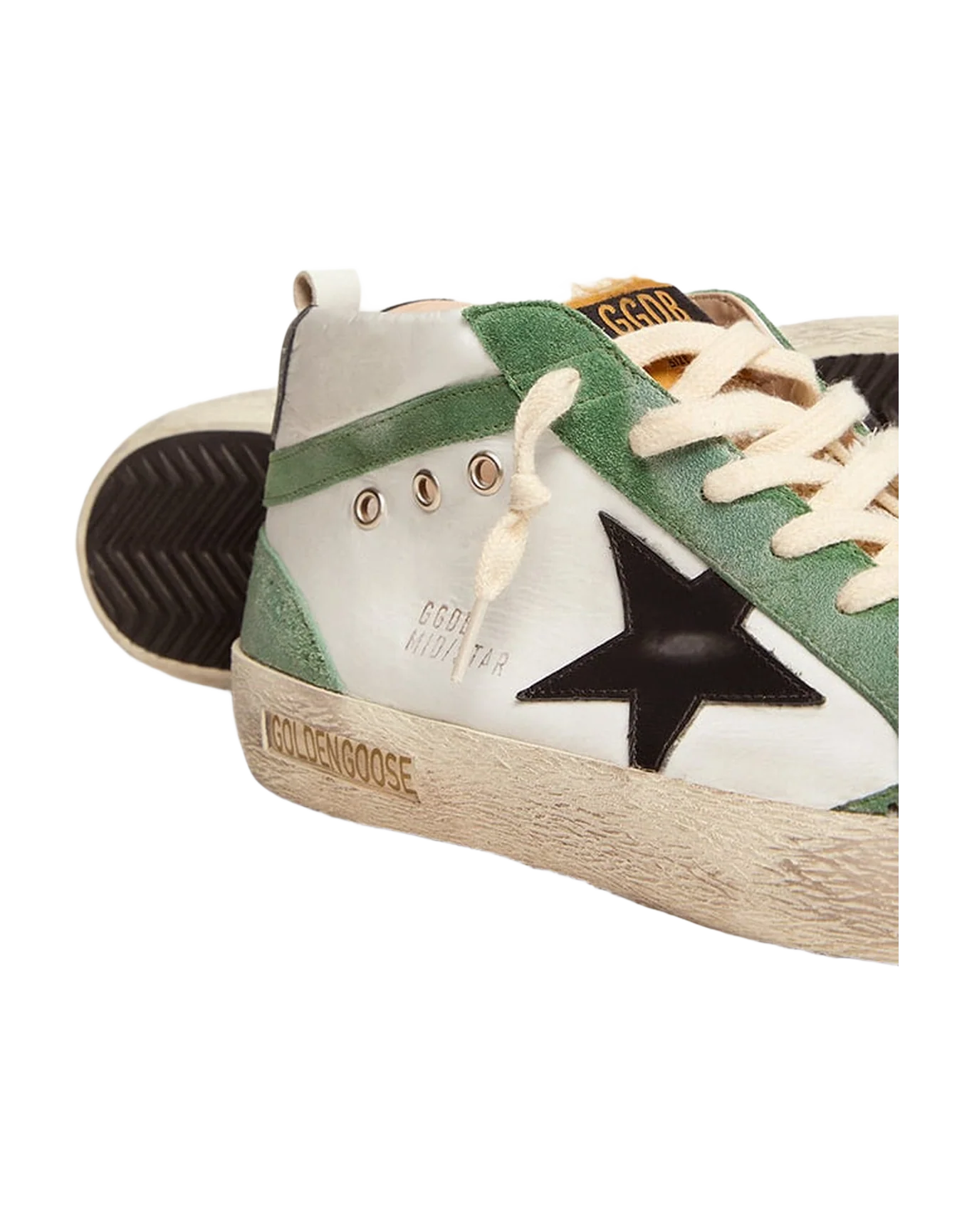 Men | Mid Star Ltd with Black Leather Star & Green Flash | White x Green x Black - Image 4