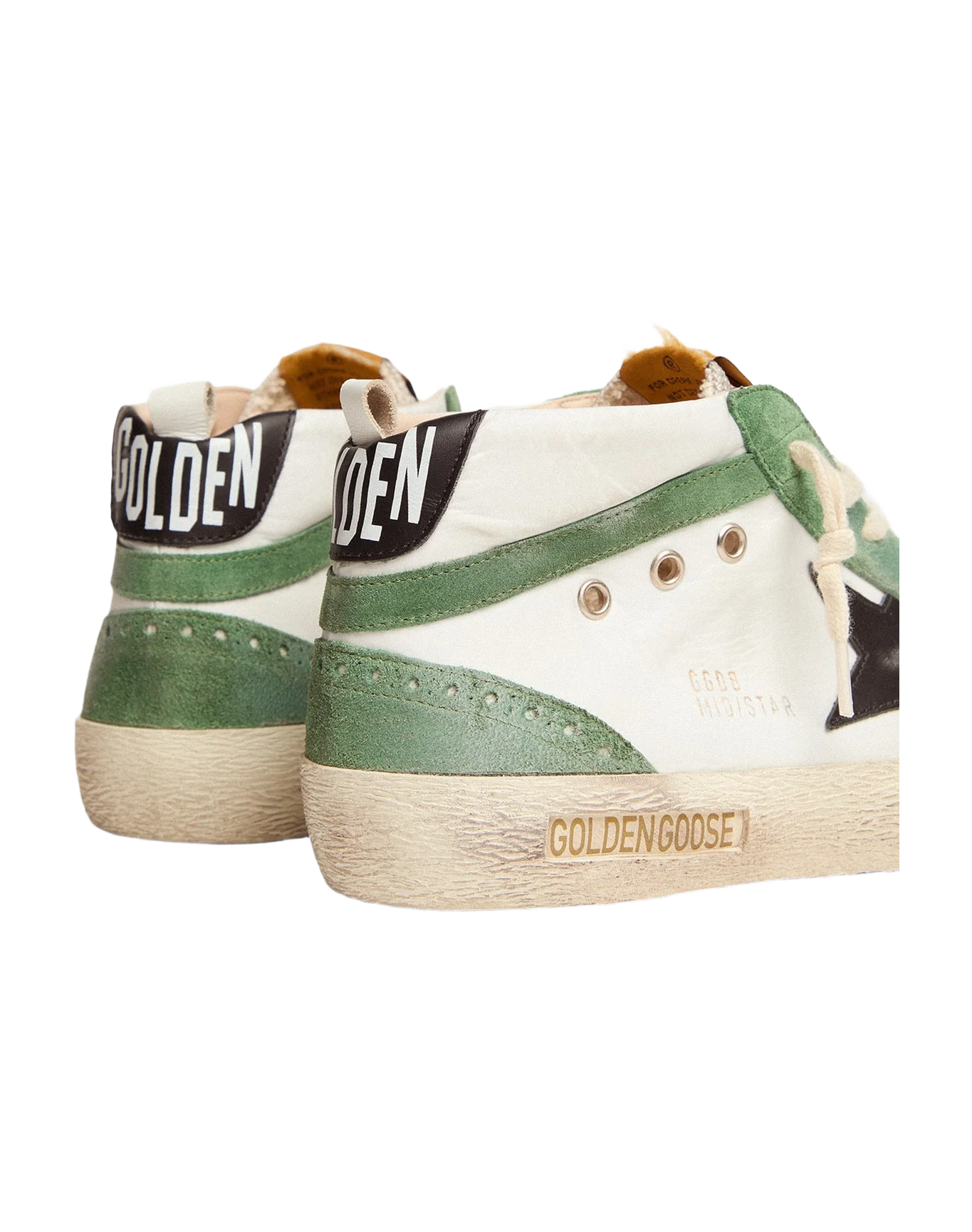 Men | Mid Star Ltd with Black Leather Star & Green Flash | White x Green x Black - Image 9