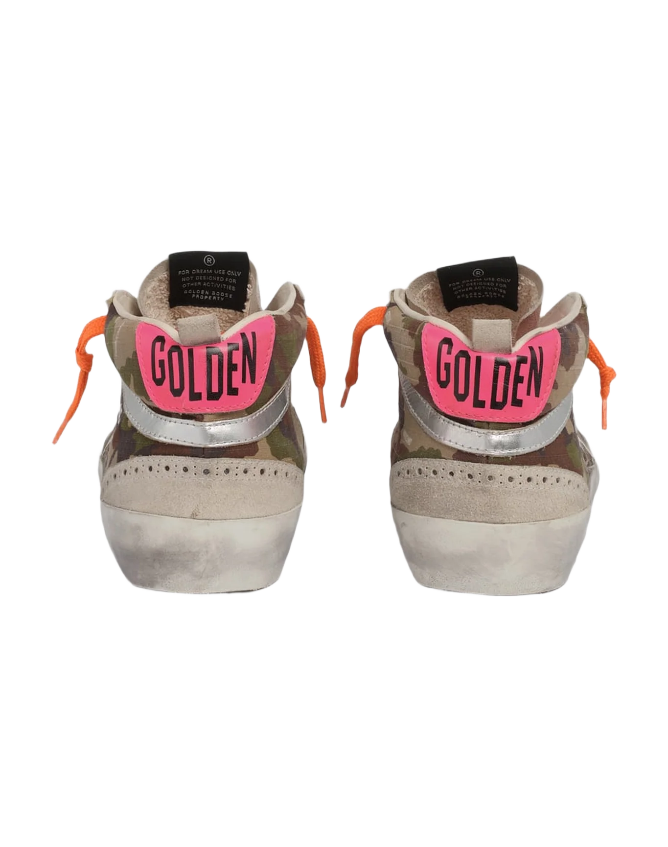 Men | Mid Star Mimetic Print with White Leather Star & Fluorescent Orange Laces | Green Camouflage x Ice x White x Silver - Image 5
