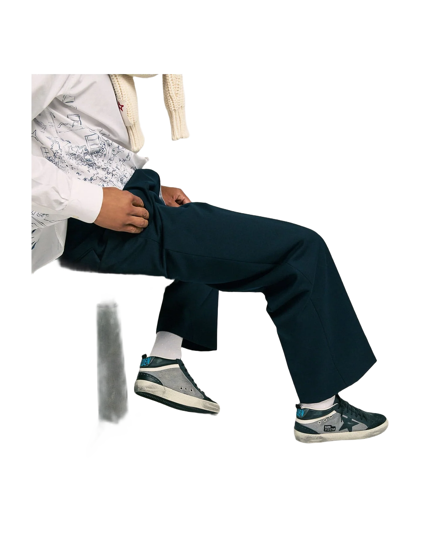 Men | Mid Star Sneakers Black Leather & Silver Mesh | Black x Grey x White - Image 7