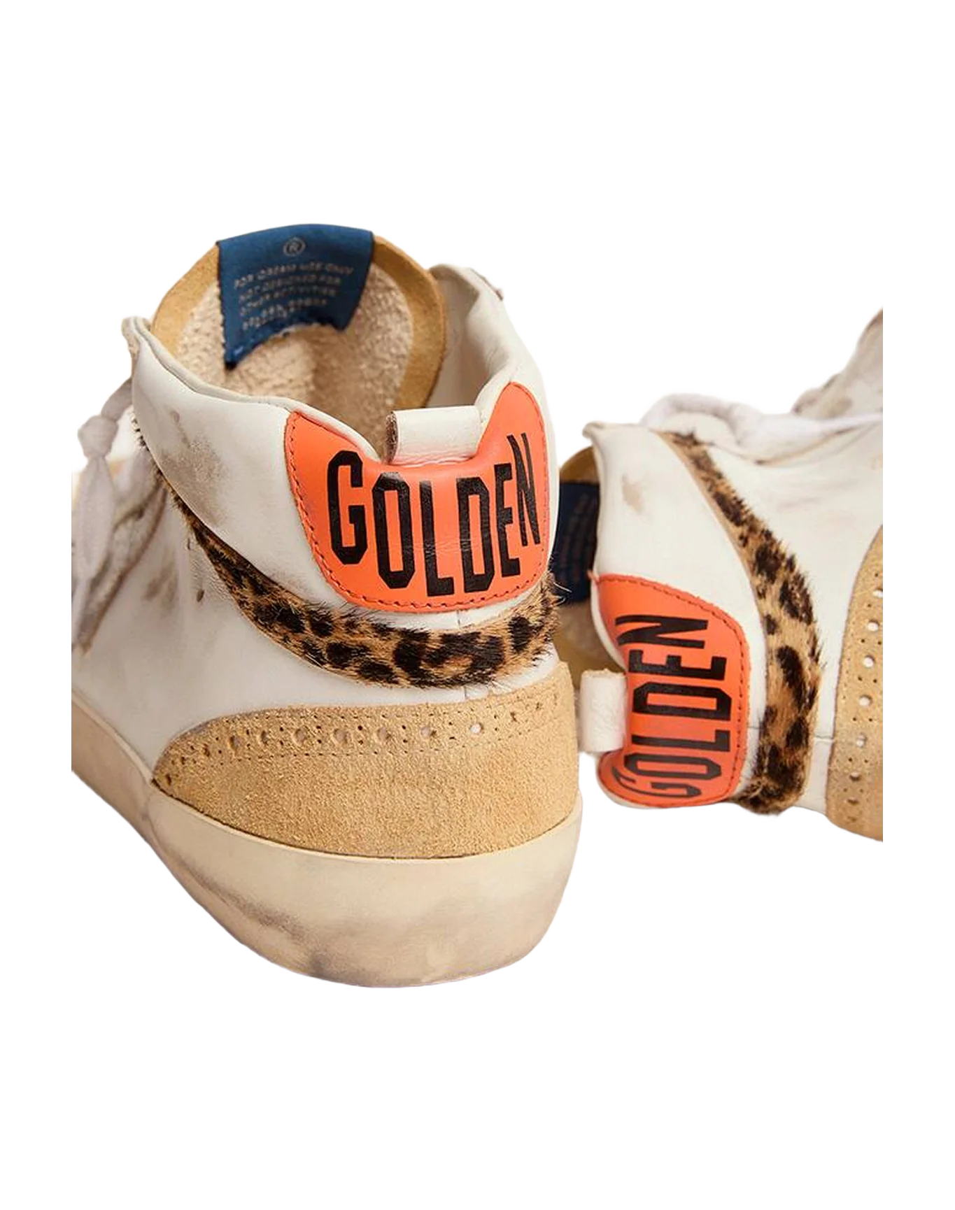 Men | Mid Star Sneakers White Leather with Leo Pony Skin Wave & Silver Star | White x Sand x Silver x Beige Brown Leo x Orange - Image 3
