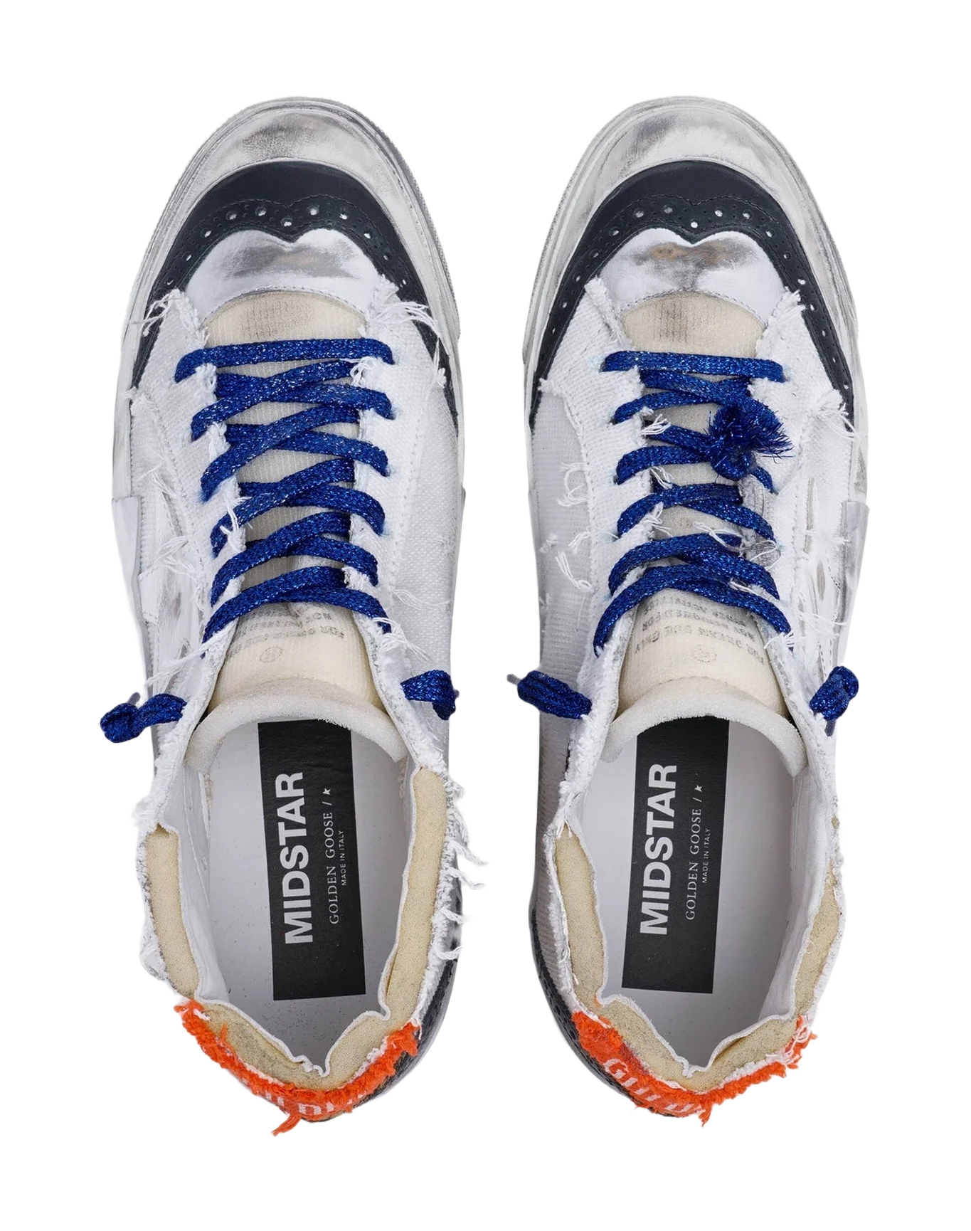 Men | Mid Star Sneakers with White Canvas Upper & Multi-Foxing | White x Silver x Beige Brown Black Leo