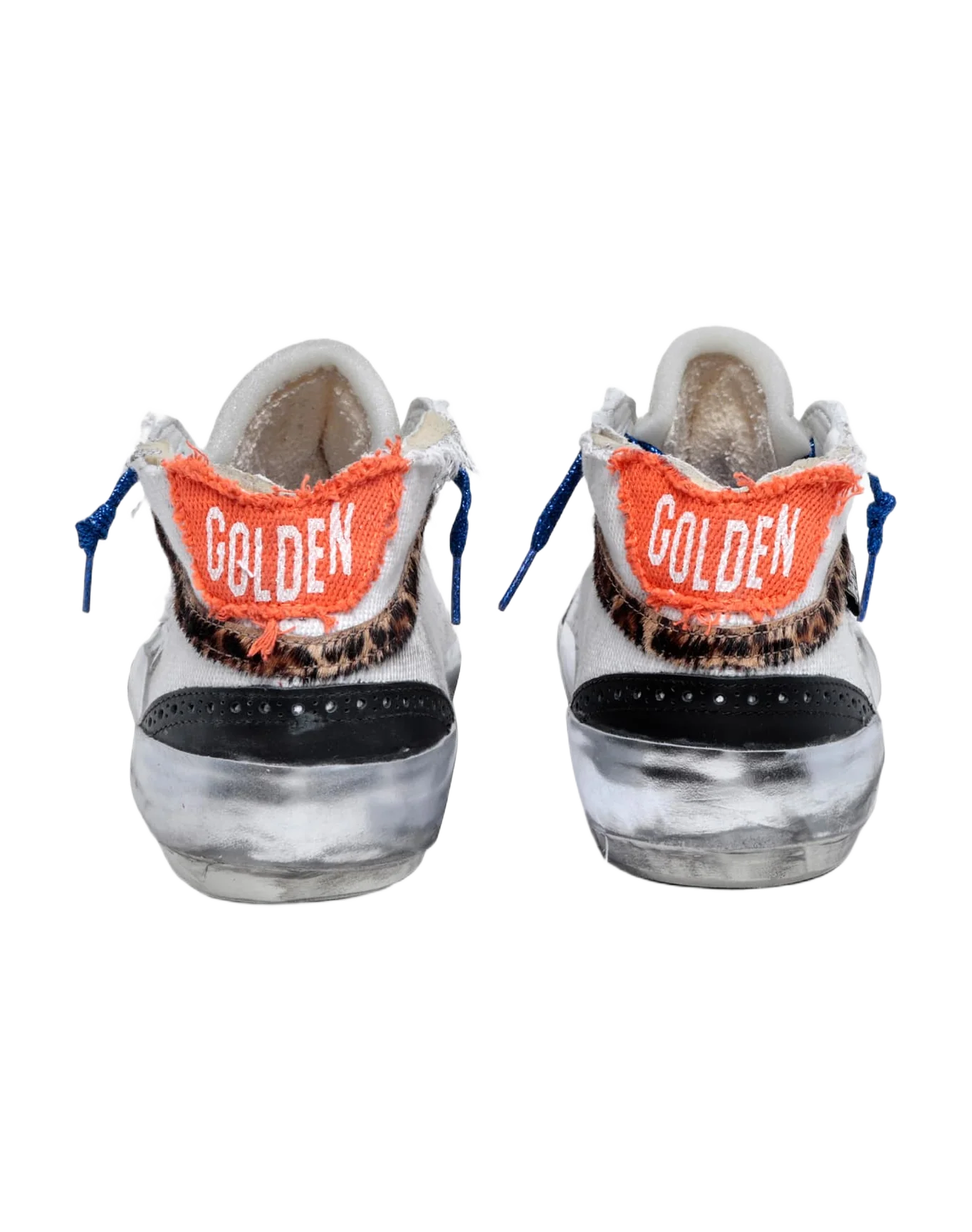 Men | Mid Star Sneakers with White Canvas Upper & Multi-Foxing | White x Silver x Beige Brown Black Leo - Image 3