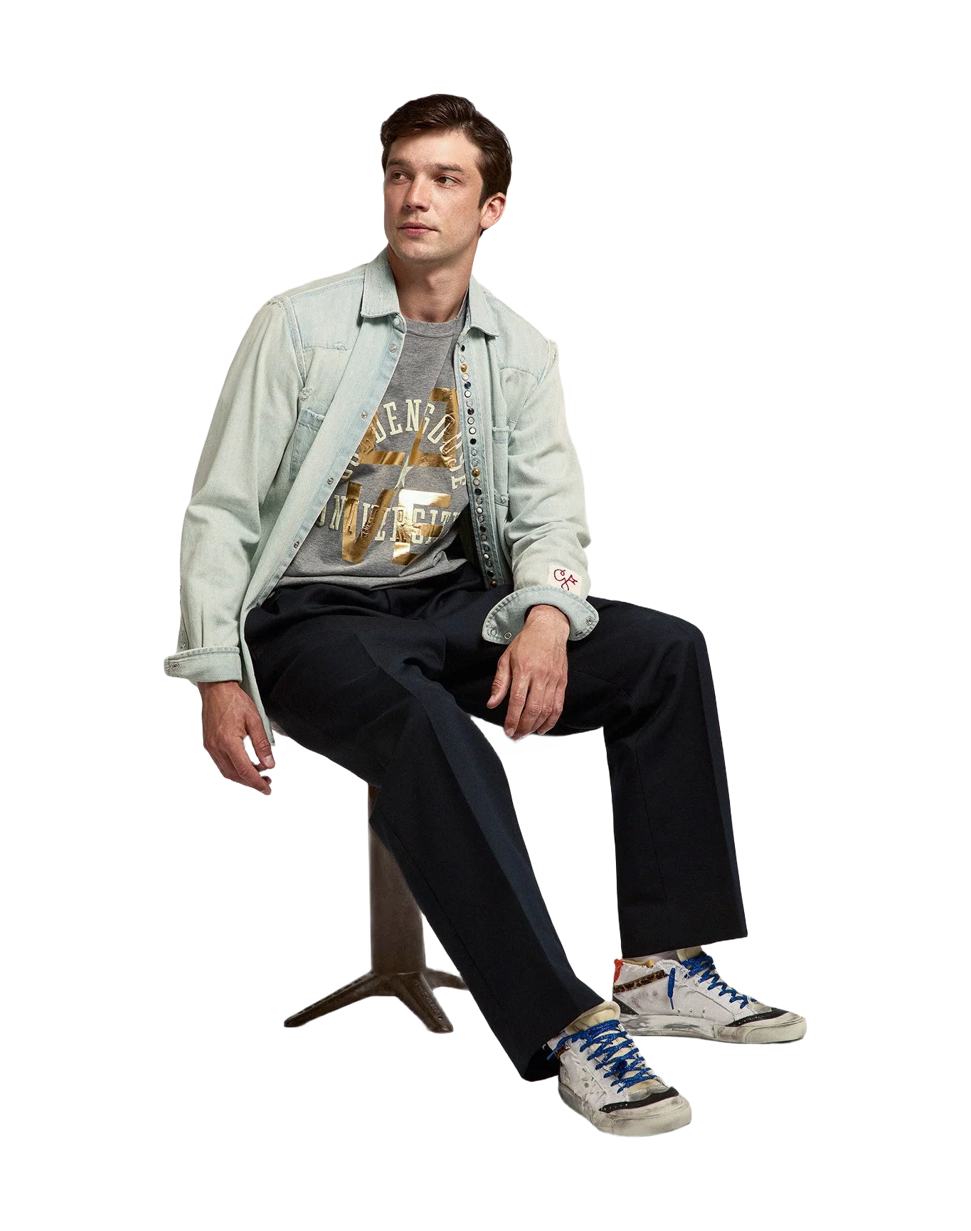 Men | Mid Star Sneakers with White Canvas Upper & Multi-Foxing | White x Silver x Beige Brown Black Leo - Image 4