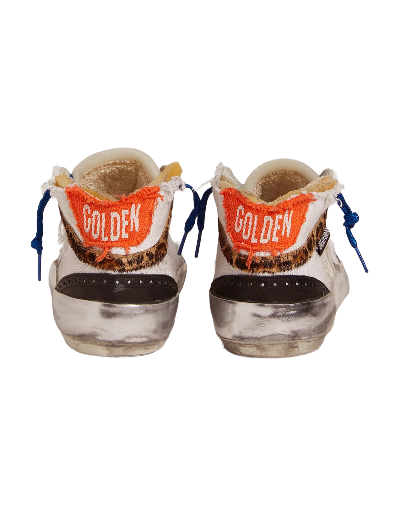 Men | Mid Star Sneakers with White Canvas Upper & Multi-Foxing | White x Silver x Beige Brown Black Leo - Image 6