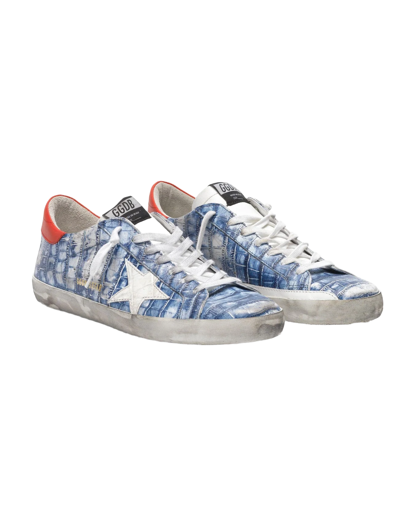 Men | Navy Blue Super-Star Sneakers Croc-Print Leather - Image 7