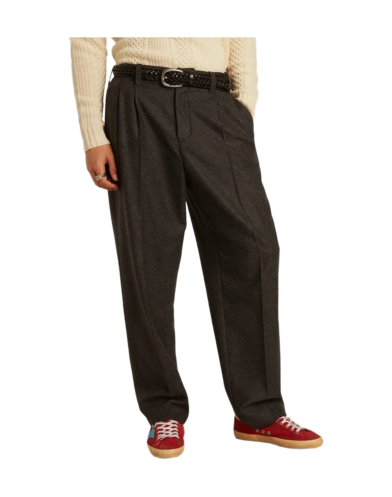 Men | Pants Dark Gray Wool Flannel | Melange Dark Grey - Image 3