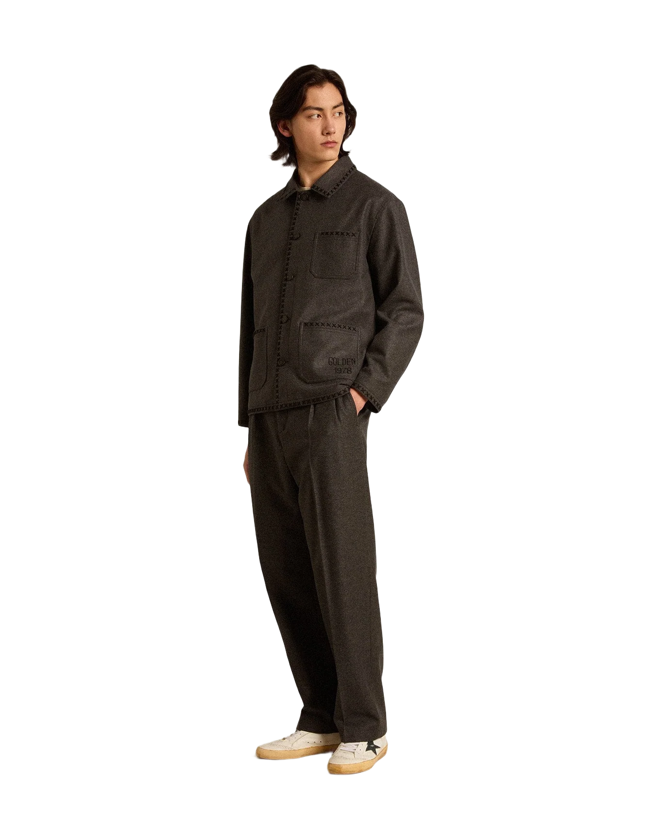 Men | Pants Dark Gray Wool Flannel | Melange Dark Grey - Image 6