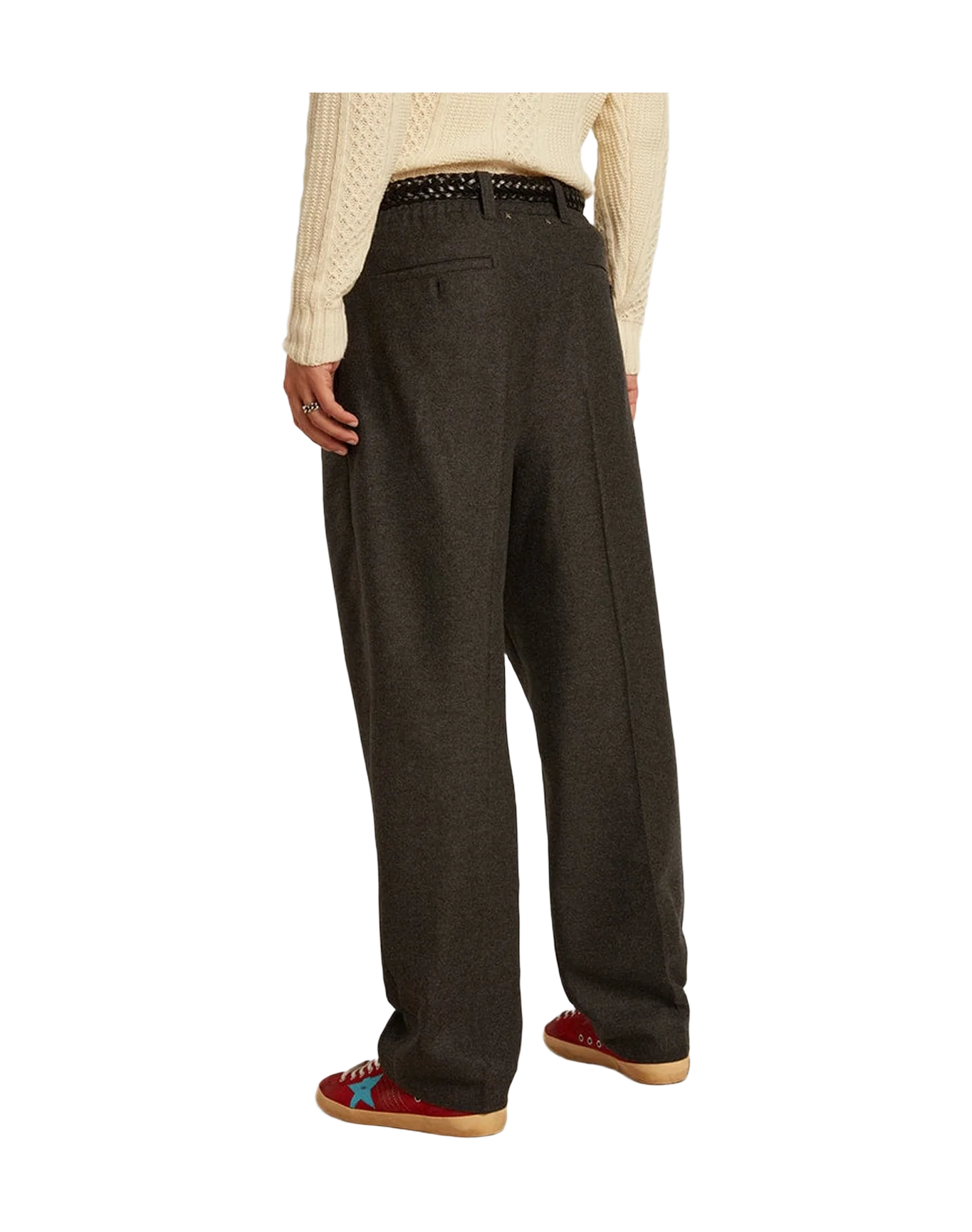 Men | Pants Dark Gray Wool Flannel | Melange Dark Grey - Image 8