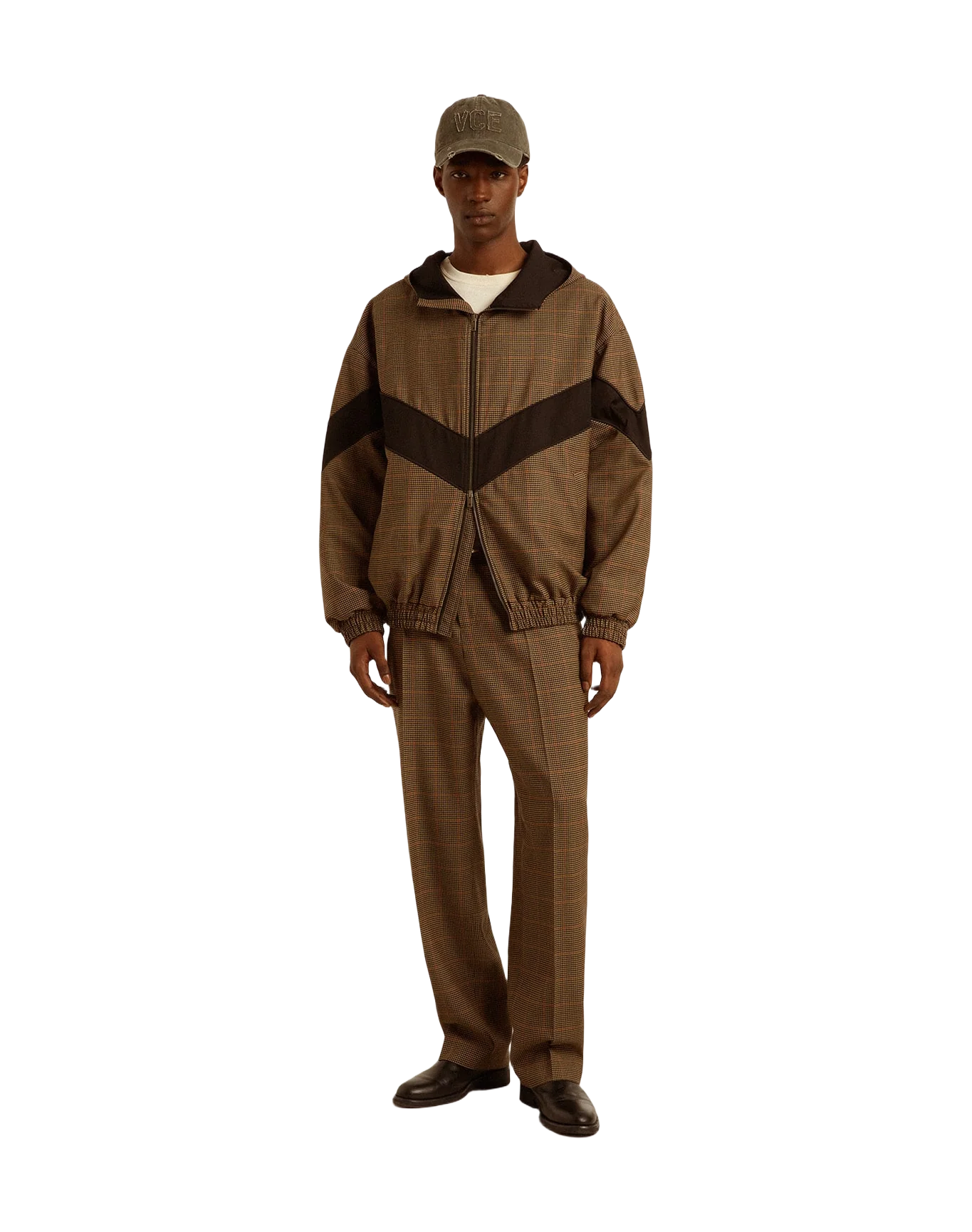 Men | Pants Three-Colored Houndstooth | Beige x Black x Savvy Red - Image 10