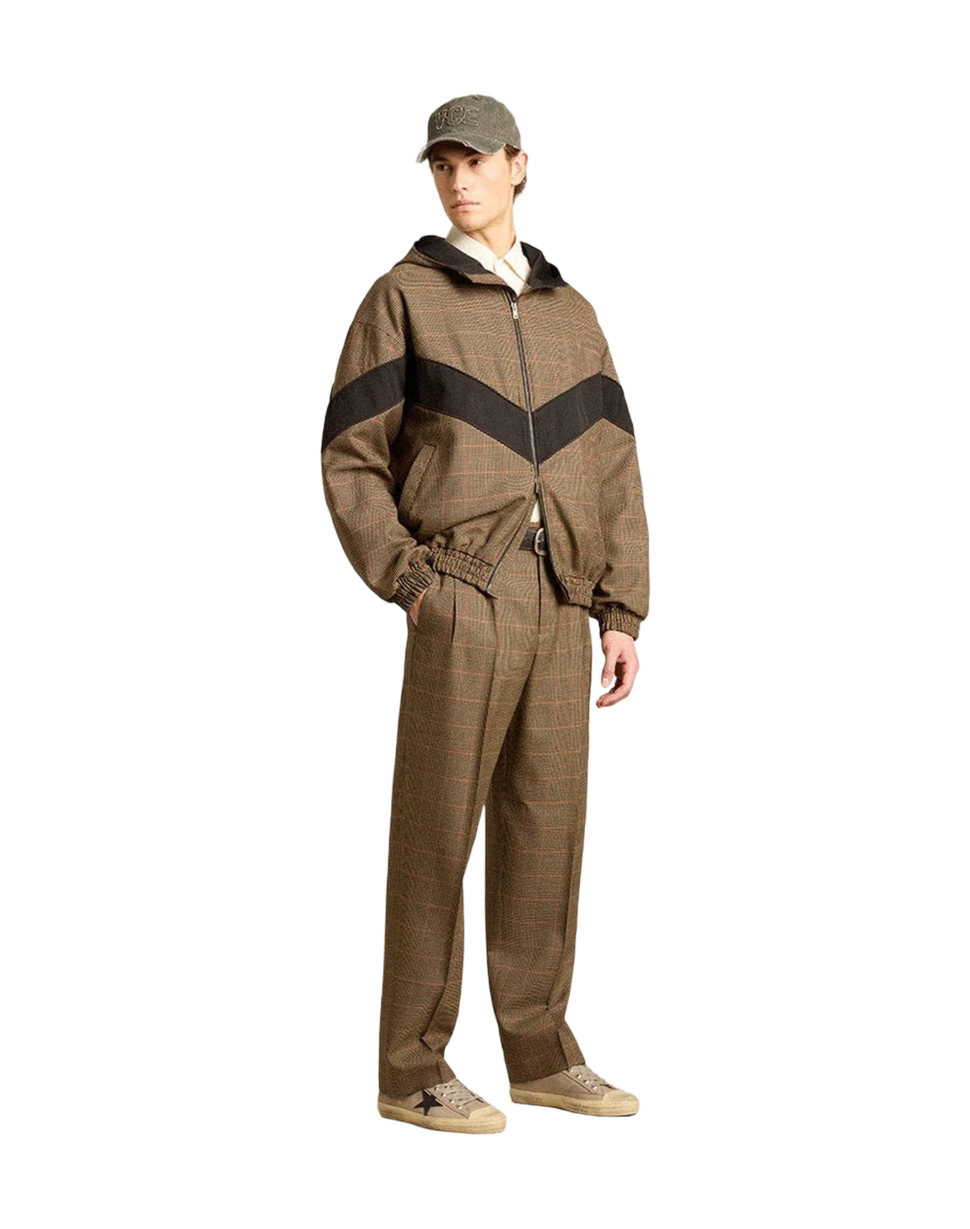 Men | Pants Three-Colored Houndstooth | Beige x Black x Savvy Red - Image 11