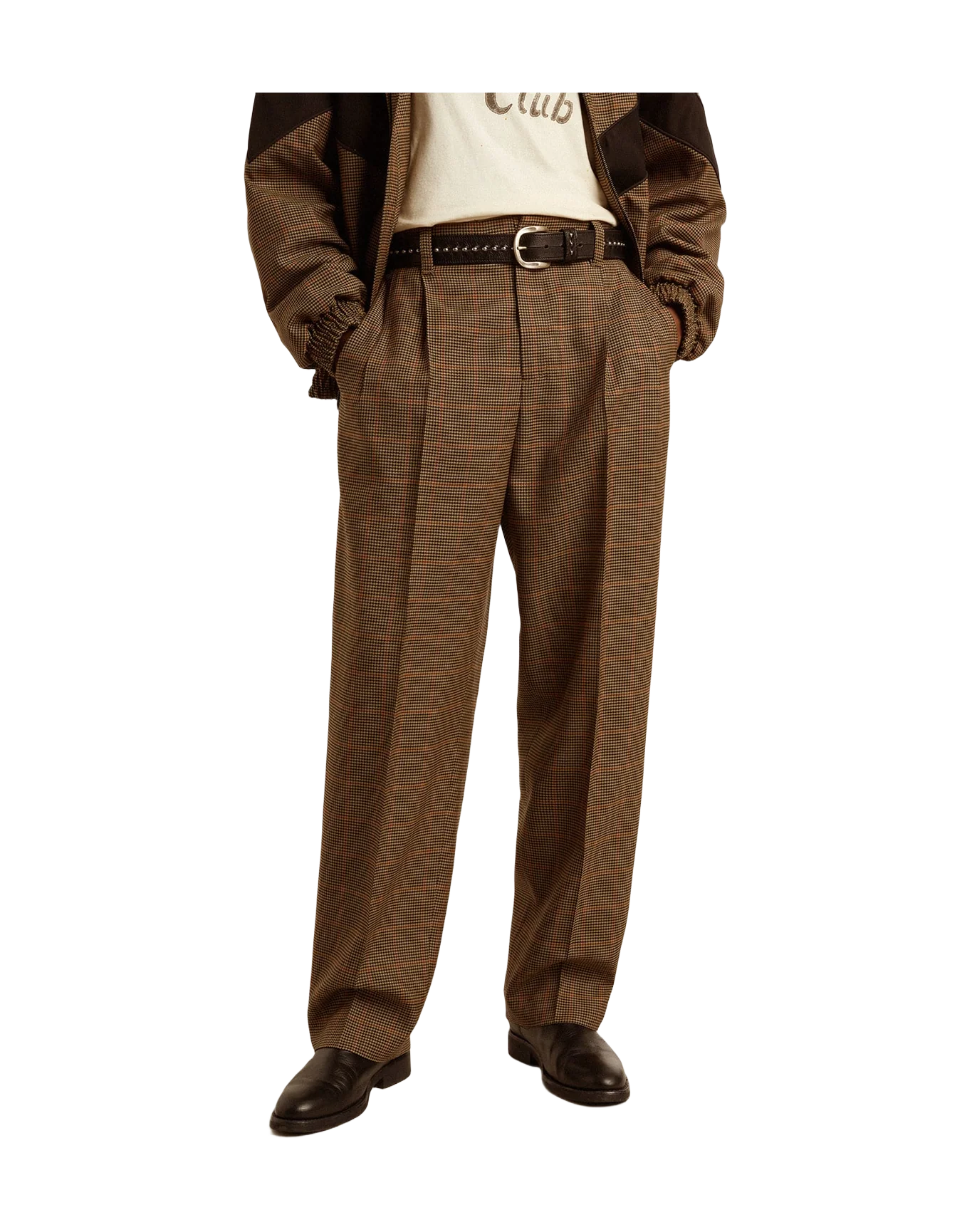 Men | Pants Three-Colored Houndstooth | Beige x Black x Savvy Red - Image 8