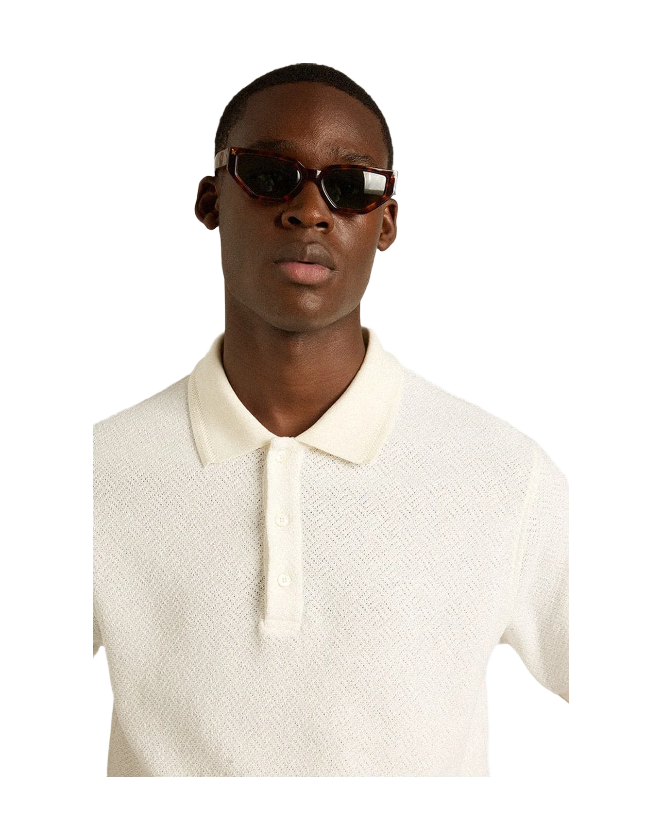 Men | Polo Shirt White Cotton with Mother-Of-Pearl Buttons | White - Image 6