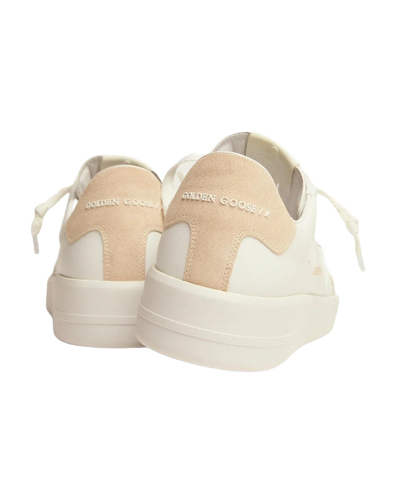 Men | Purestar Sneakers White Leather with Cream Suede Heel Tab | White x Seedpearl