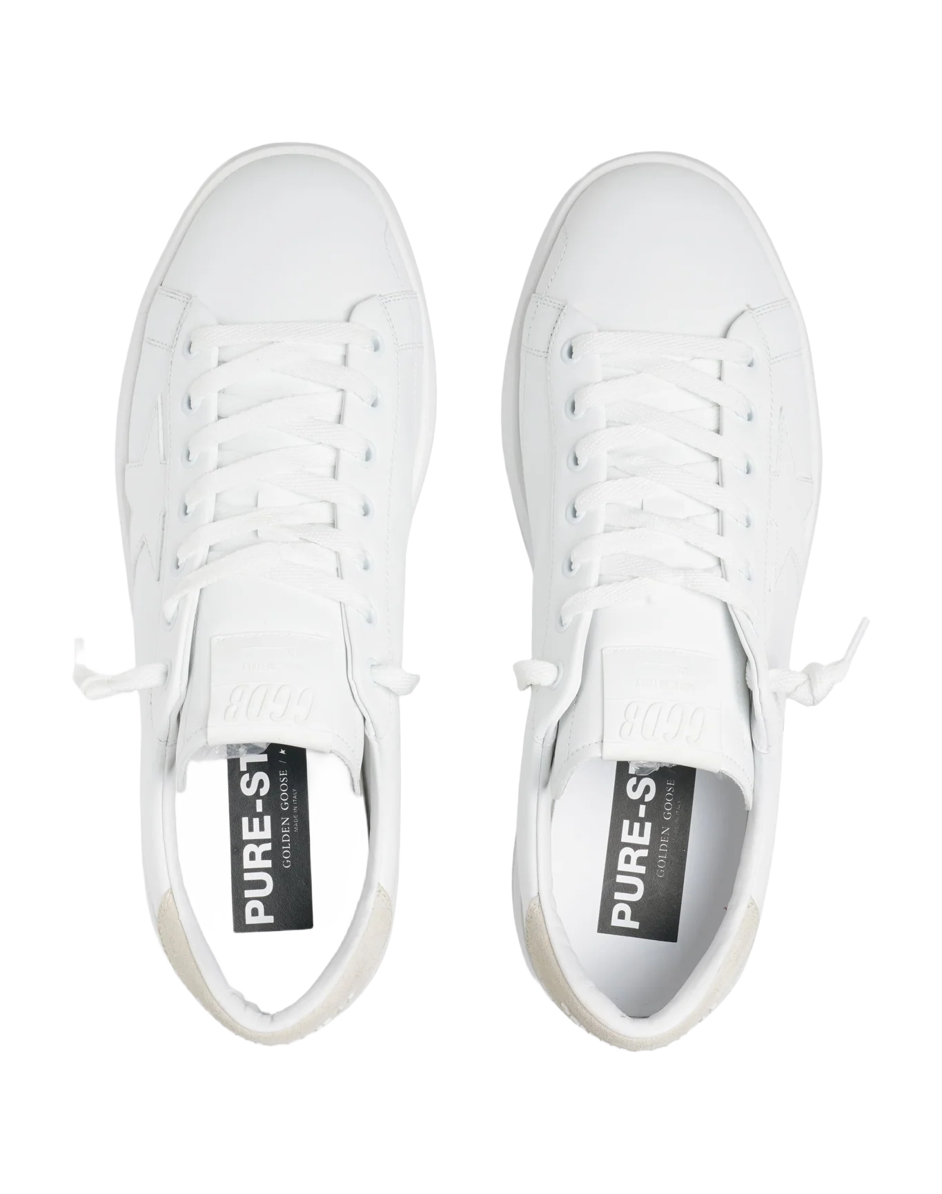 Men | Purestar Sneakers White Leather with Cream Suede Heel Tab | White x Seedpearl - Image 5