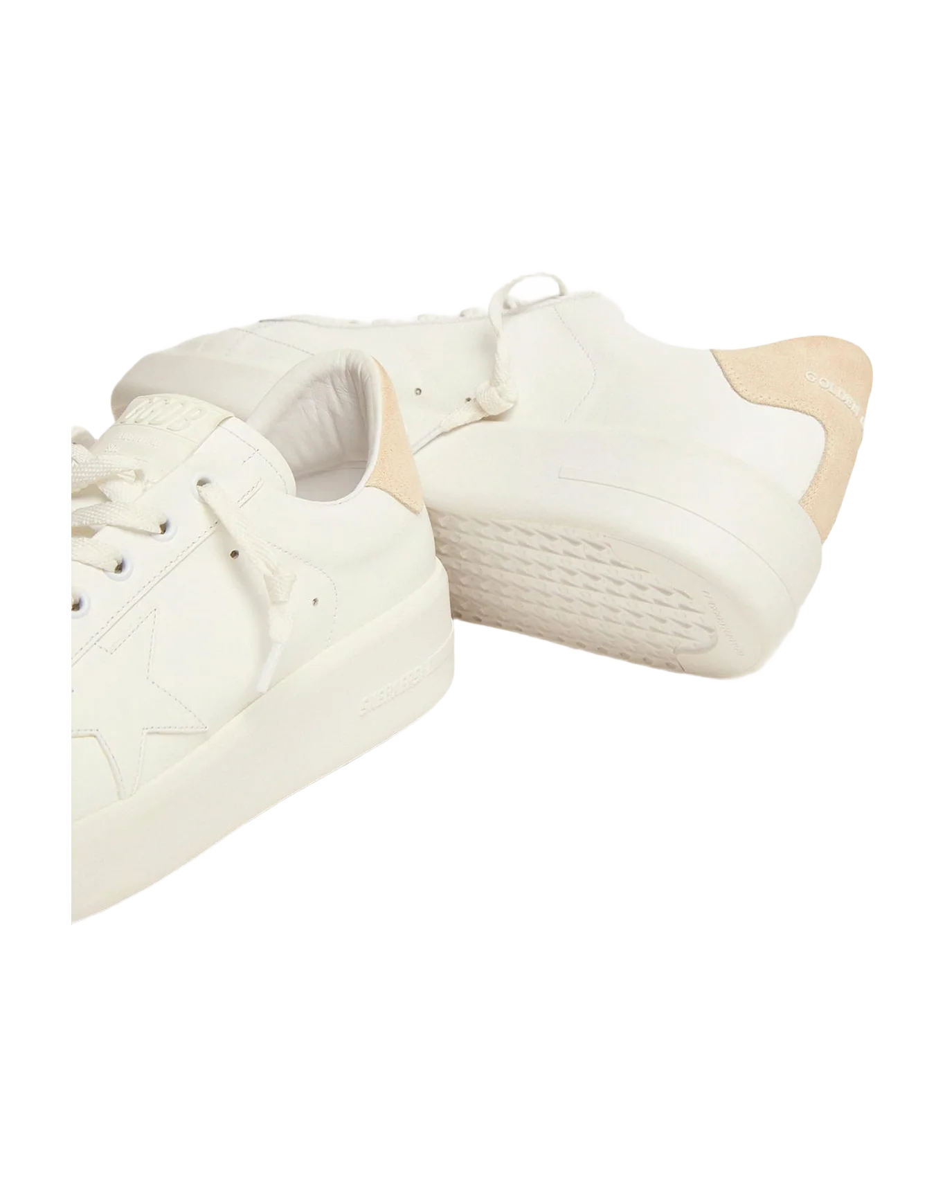Men | Purestar Sneakers White Leather with Cream Suede Heel Tab | White x Seedpearl - Image 7