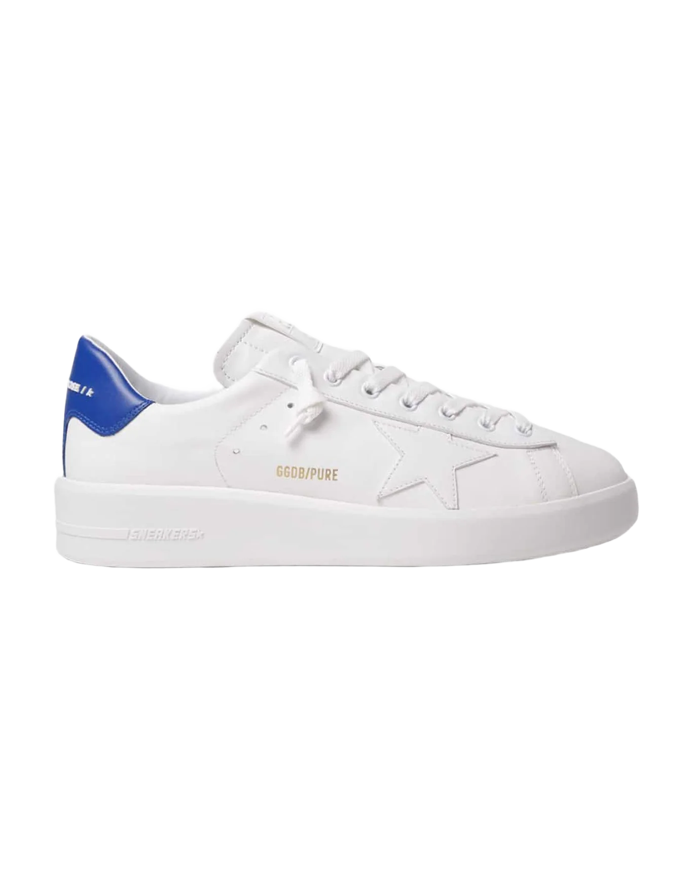 Men | Purestar Sneakers with Blue Heel Tab | White x Bluette - Image 2
