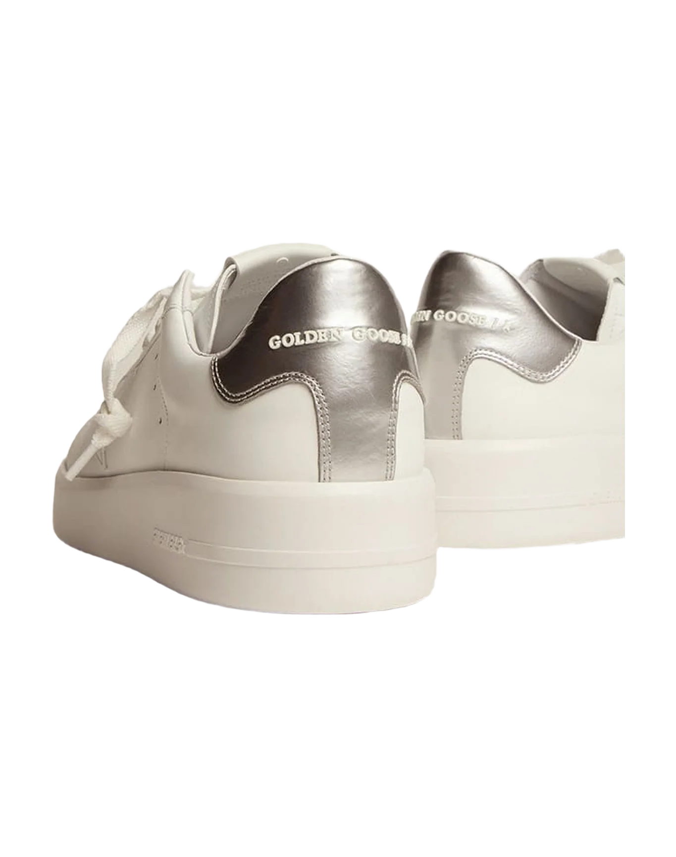 Men | Purestar White Leather with Silver Heel Tab | White x Silver - Image 7