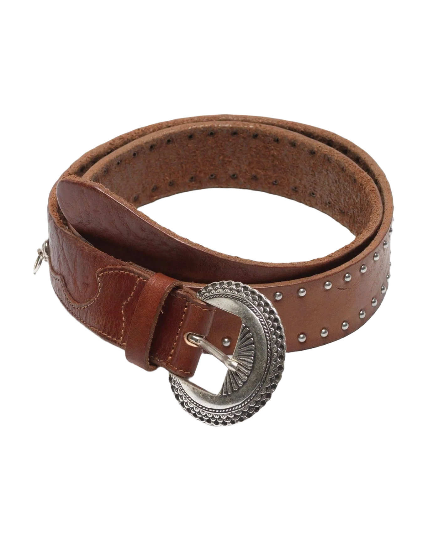 Men | Ranch Brown Leather Belt with Decorative Studs