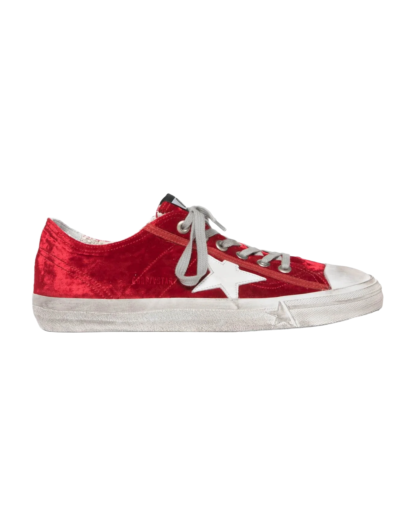 Men | Red Velvet V-Star Sneakers with White Star - Image 2