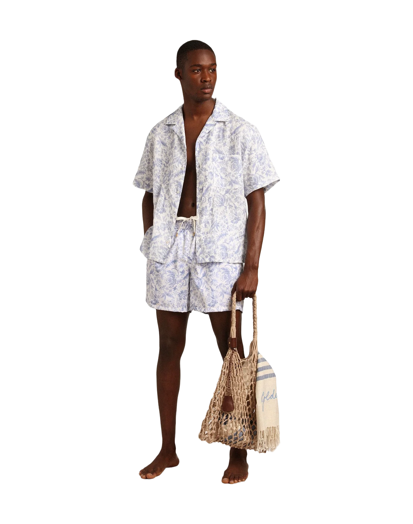 Men | Resort Collection Linen Shirt with Mediterranean Blue Print | Mediterranian Blue - Image 12