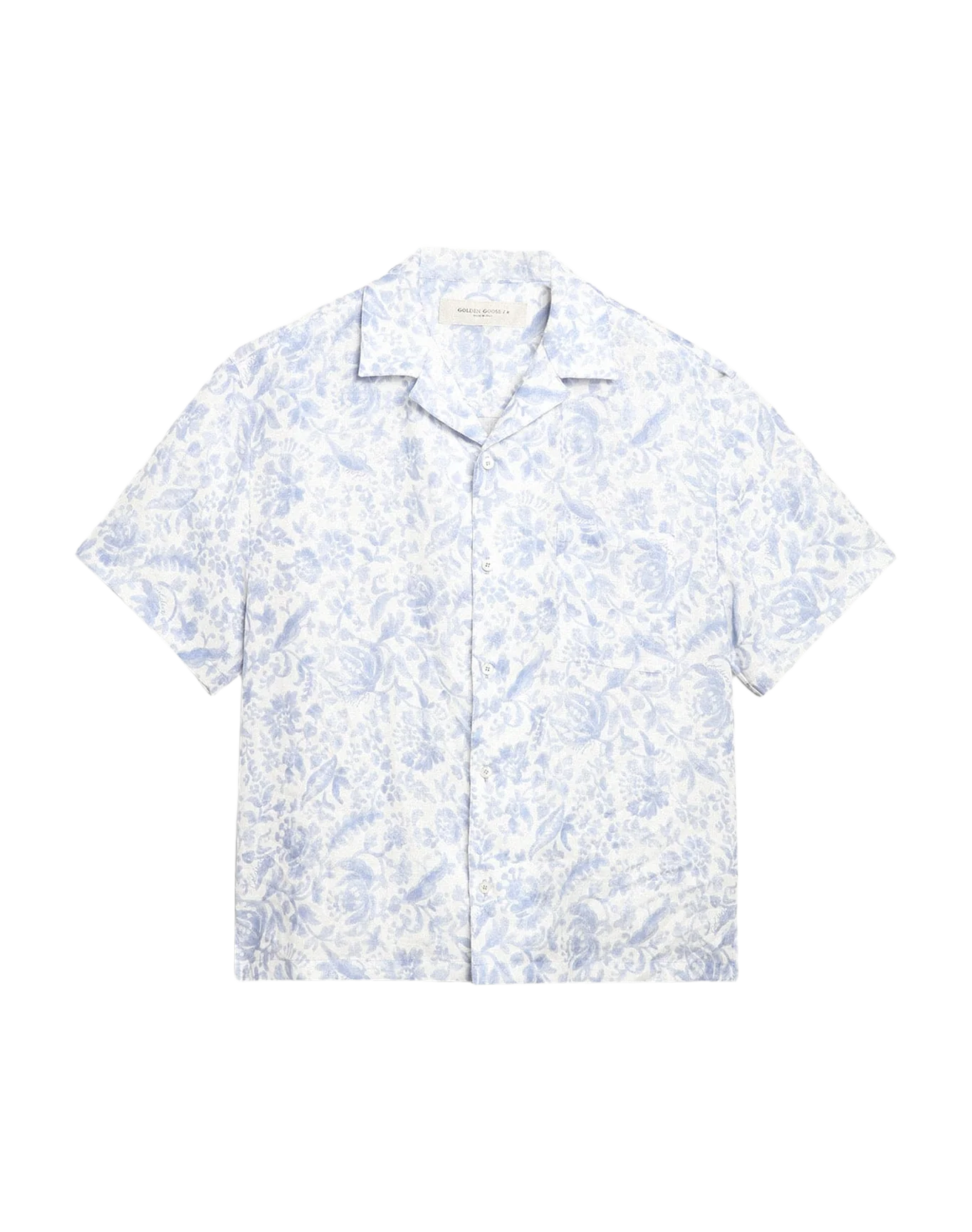 Men | Resort Collection Linen Shirt with Mediterranean Blue Print | Mediterranian Blue - Image 5