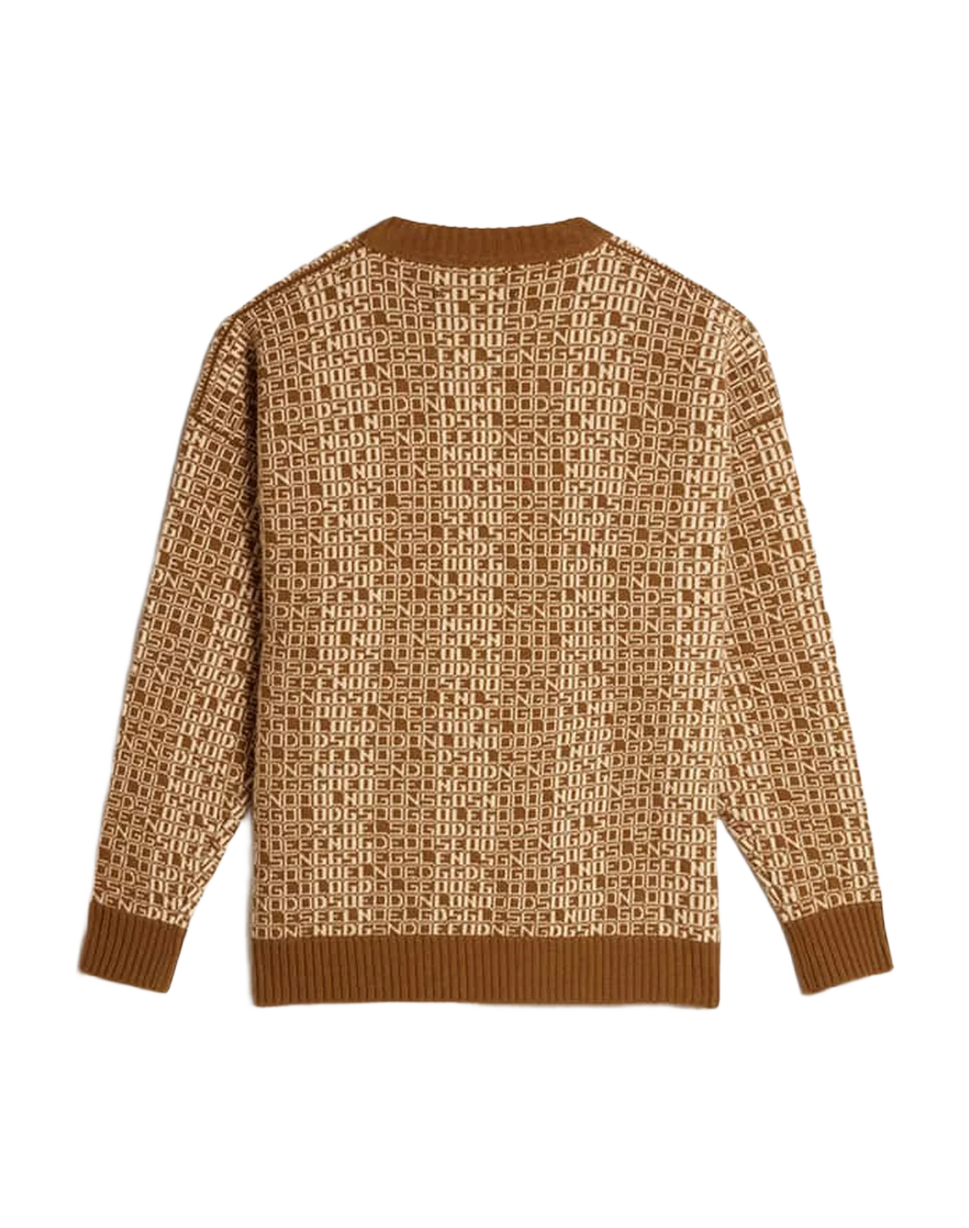 Men | Round-Neck Sweater with Olive-Green Jacquard Lettering Motif | Tapenade x Lamb''S Wool - Image 11