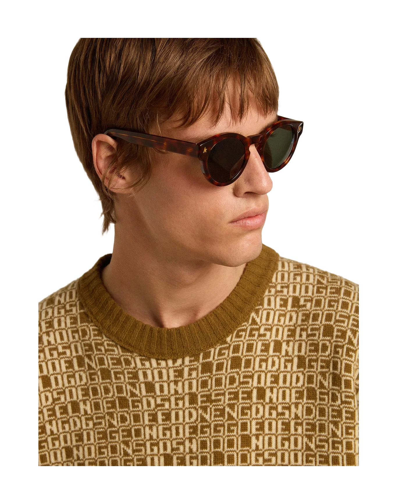 Men | Round-Neck Sweater with Olive-Green Jacquard Lettering Motif | Tapenade x Lamb''S Wool - Image 6