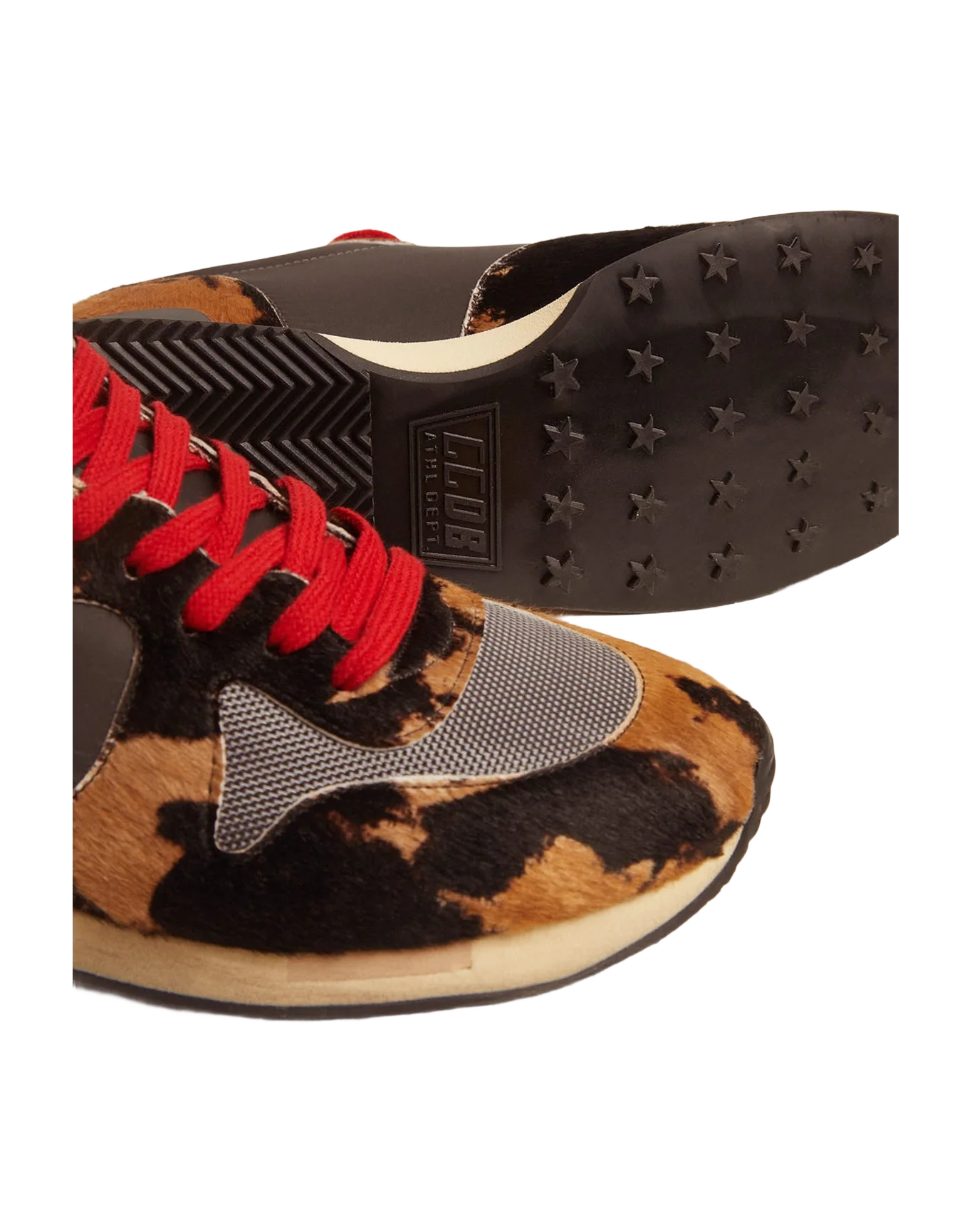 Men | Running Sneakers with Pony Skin & Textured Nylon Inserts | Brown Black Leo x Grey x Navy x Black - Image 3