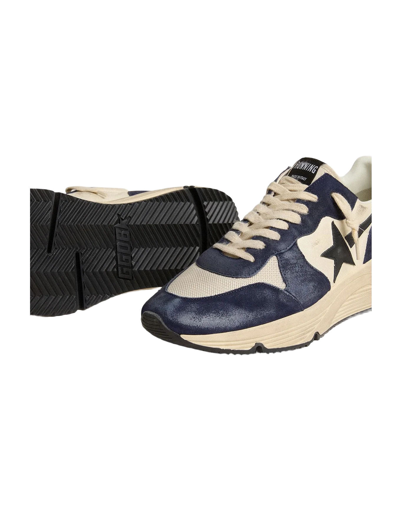 Men | Running Sole Black & Beige Nappa Leather with Black Star & Heel Tab | Black x Beige - Image 3
