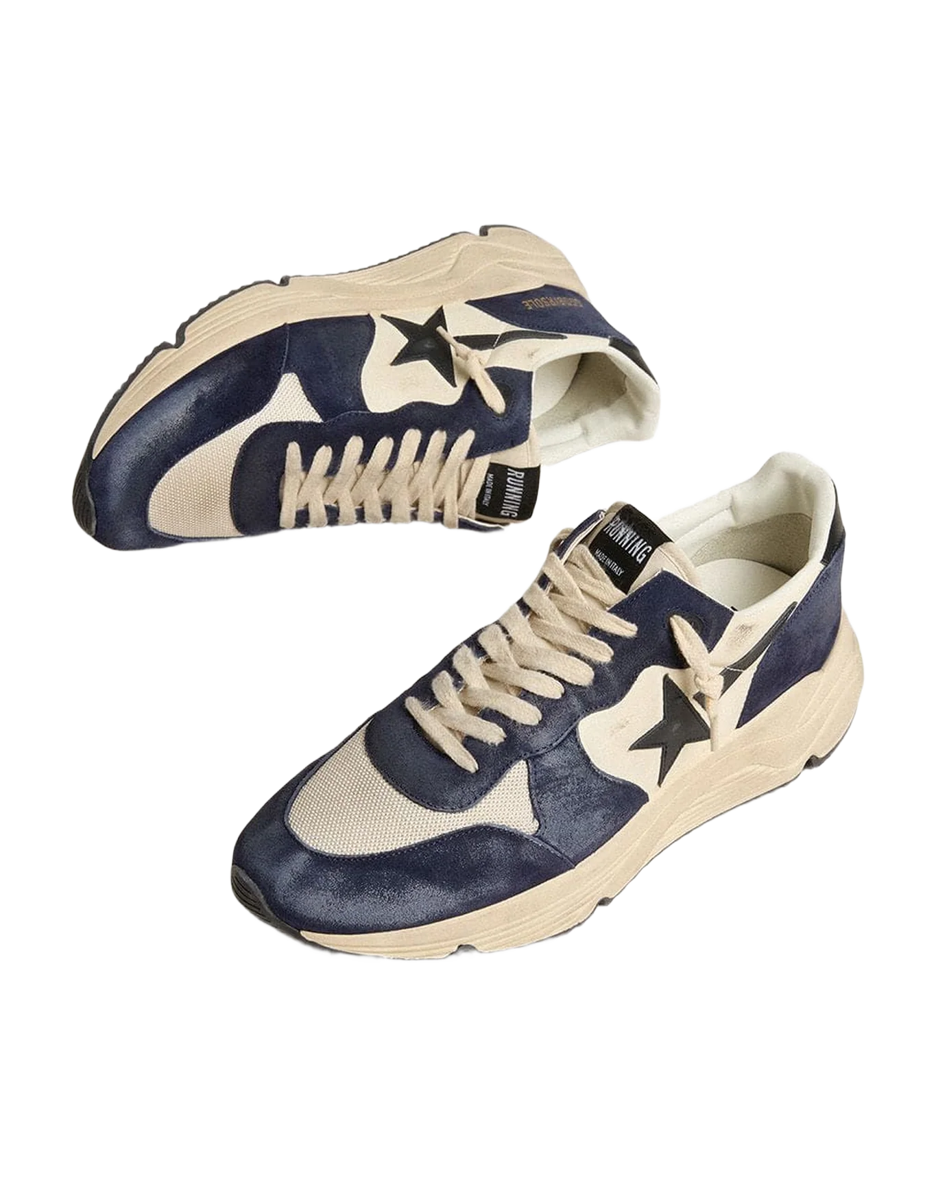 Men | Running Sole Black & Beige Nappa Leather with Black Star & Heel Tab | Black x Beige - Image 4