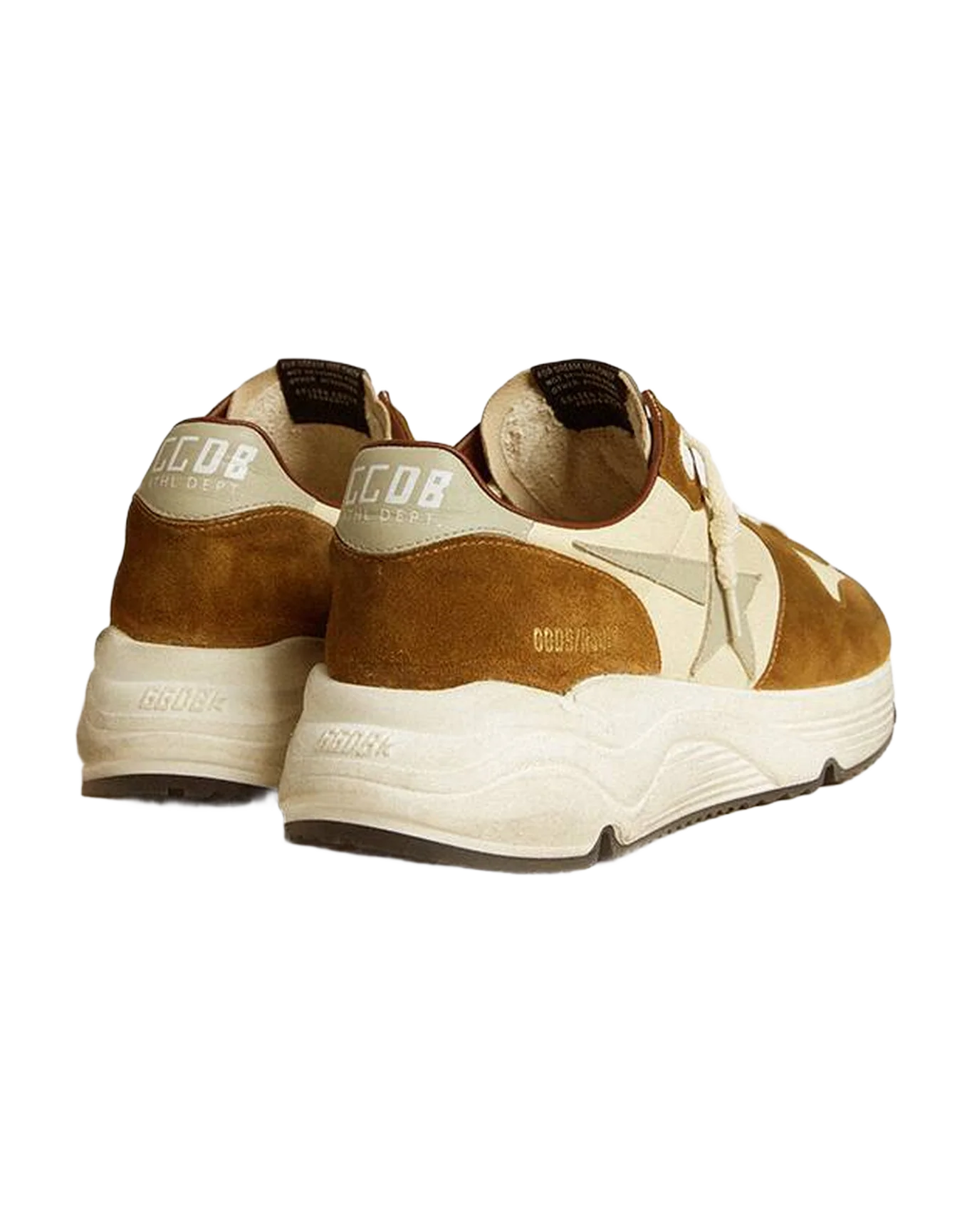 Men | Running Sole Brown Suede with Star & Grey Heel Tab | Beige White x Brown x Grey - Image 3