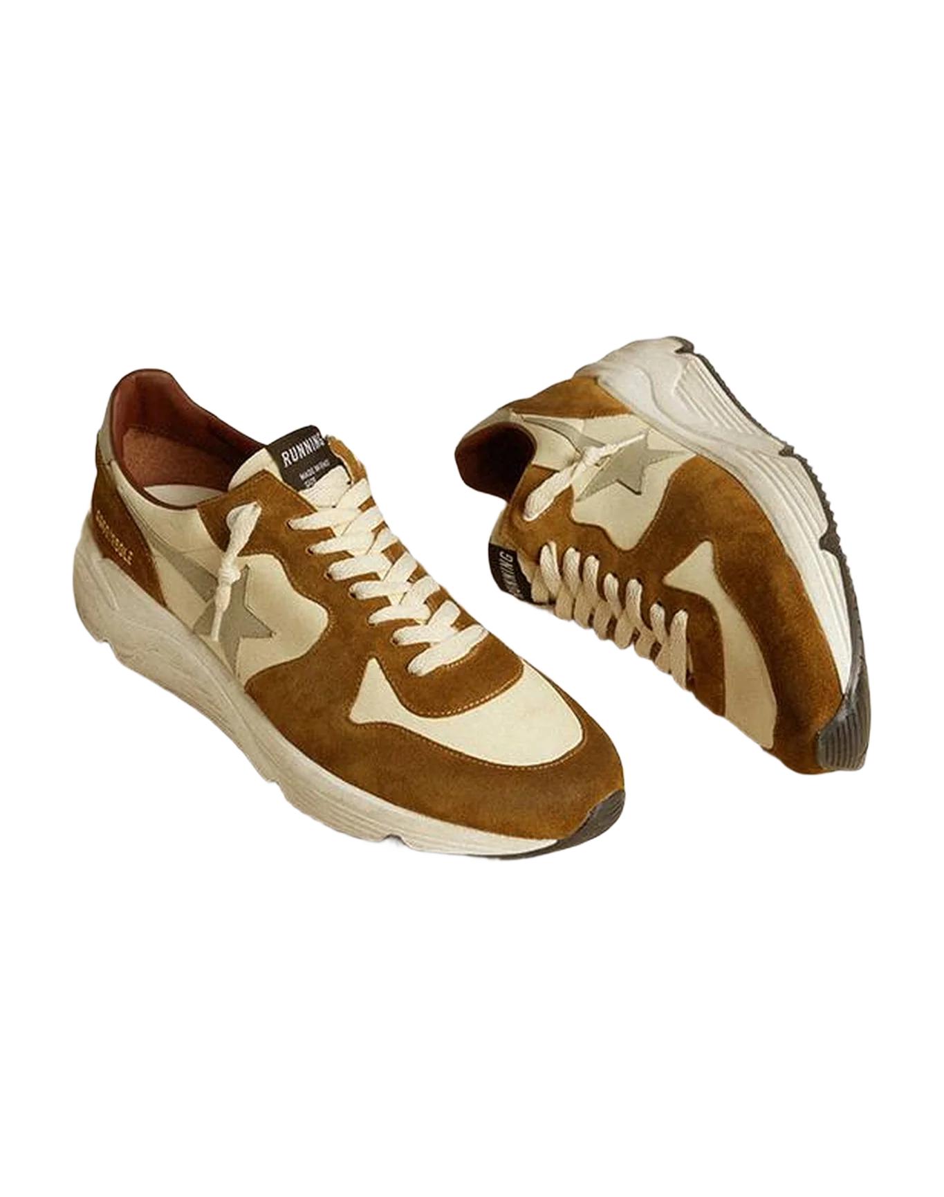 Men | Running Sole Brown Suede with Star & Grey Heel Tab | Beige White x Brown x Grey - Image 4