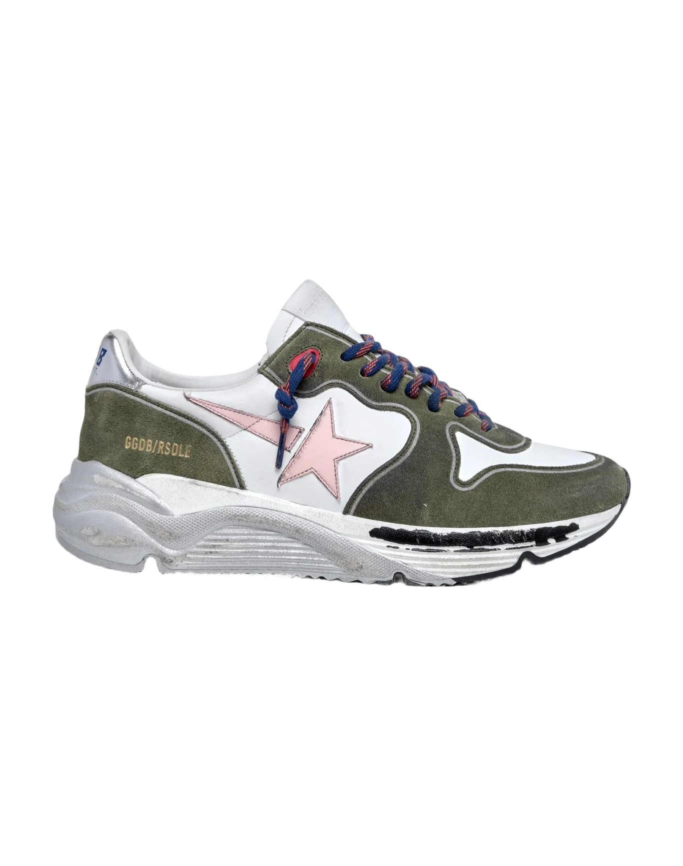 Men | Running Sole Dark Green Suede with Rose Quartz Star & Silver Heel Tab | White x Dark Green x Rose Quartz x Silver - Image 4