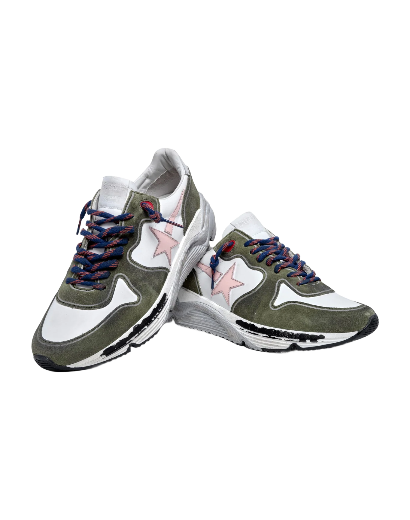 Men | Running Sole Dark Green Suede with Rose Quartz Star & Silver Heel Tab | White x Dark Green x Rose Quartz x Silver - Image 5