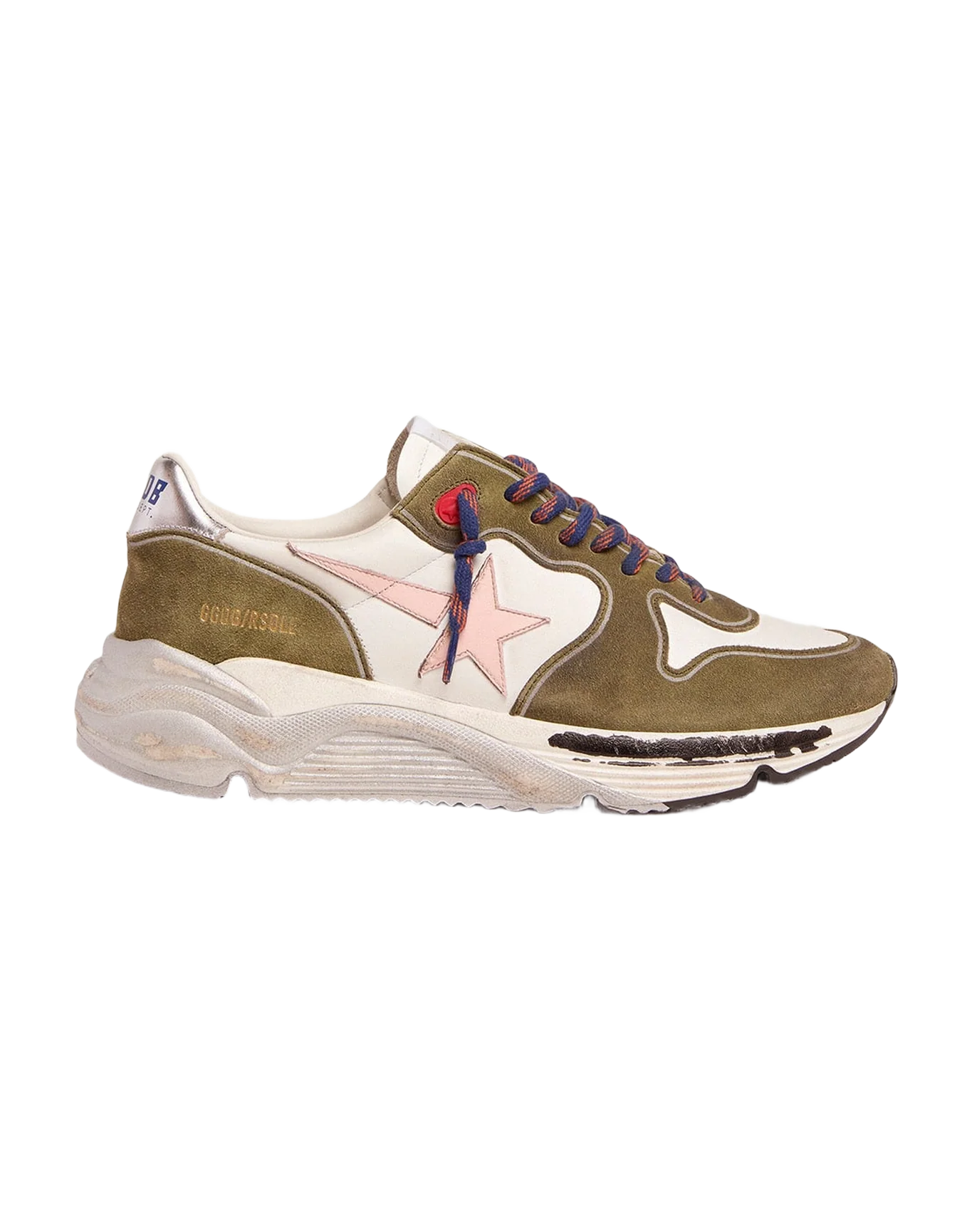 Men | Running Sole Dark Green Suede with Rose Quartz Star & Silver Heel Tab | White x Dark Green x Rose Quartz x Silver - Image 6
