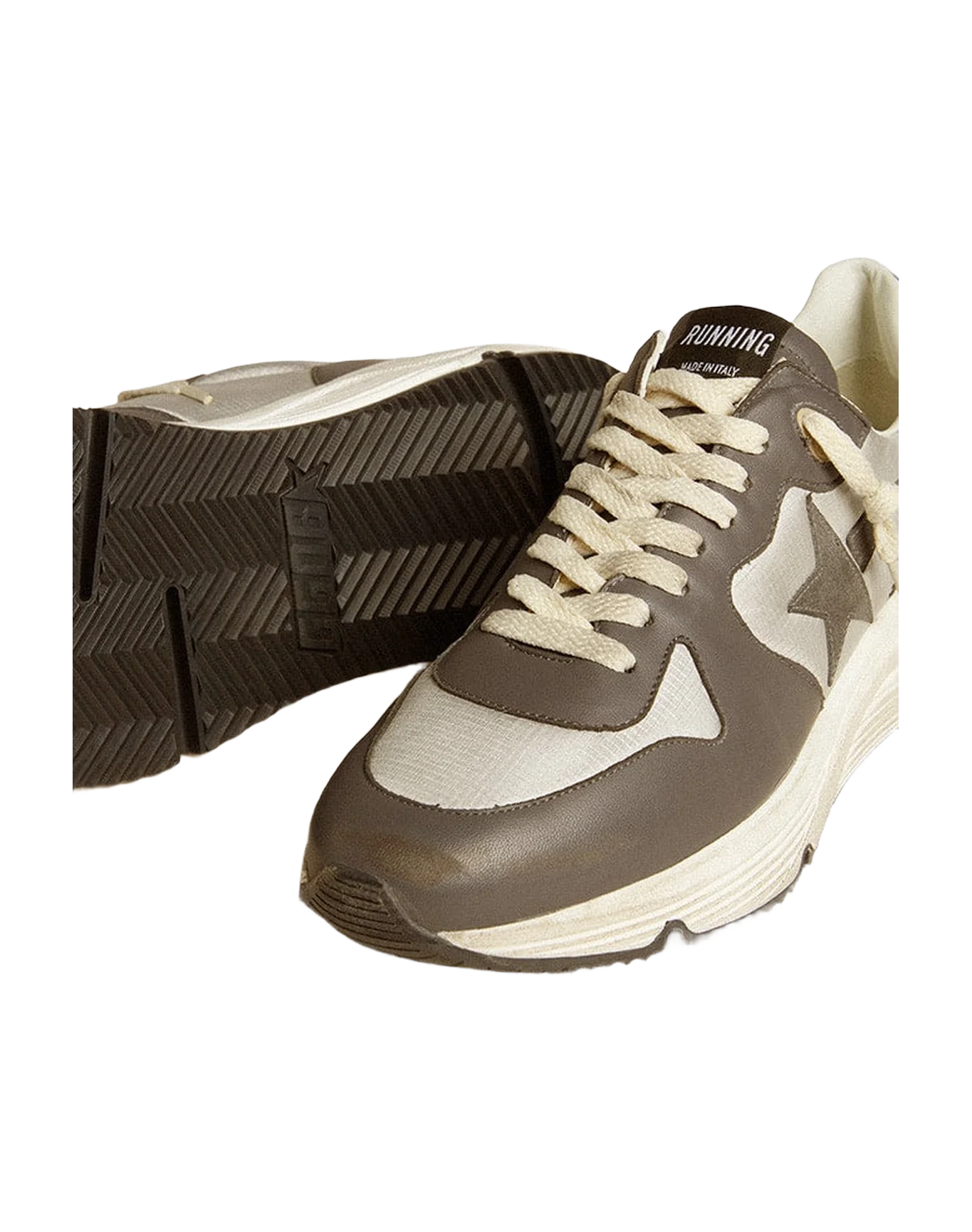 Men | Running Sole Gray Nylon & Black Nappa Leather with A Black Suede Star | Silver x Ebony x Black - Image 6