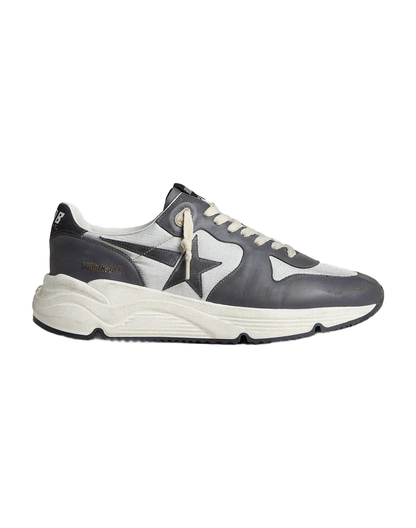 Men | Running Sole Gray Nylon & Black Nappa Leather with A Black Suede Star | Silver x Ebony x Black - Image 8