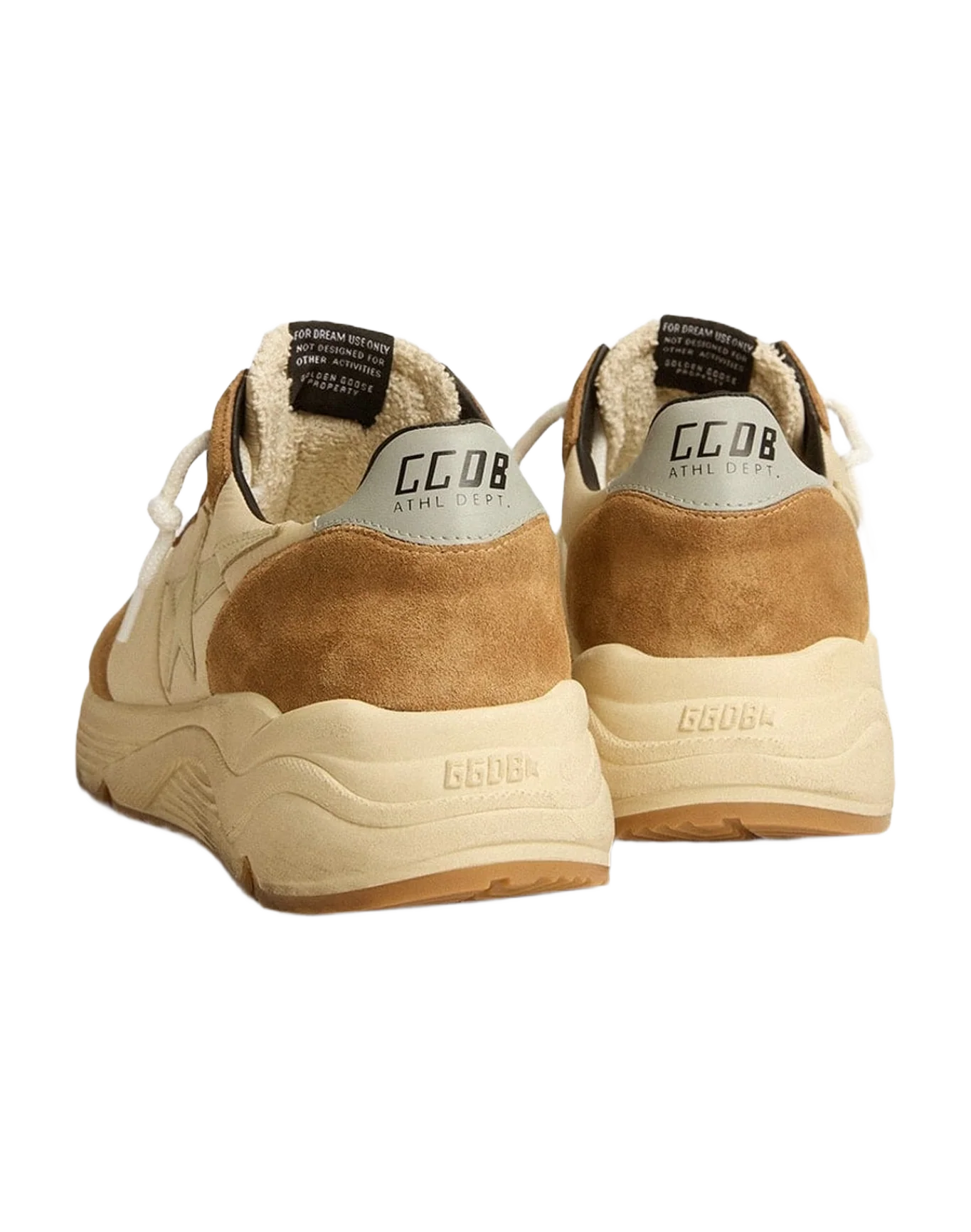 Men | Running Sole Ivory Nylon & Tobacco Suede | Ivory x Grey x Tobacco